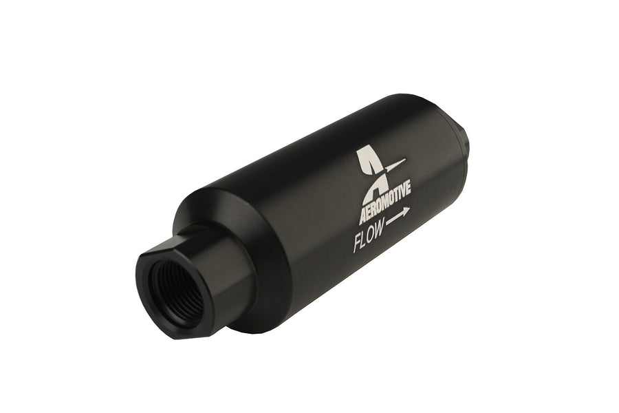 In-Line Aeromotive 12309 Filter, 100-Micron Stainless Mesh Element, ORB-12 Port, Black Hard-Coat, Marine, 2-1/2" OD