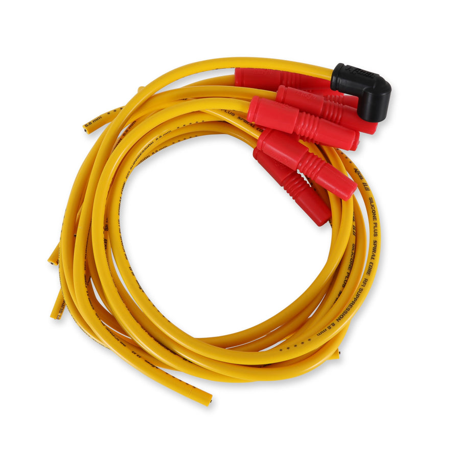 8033 ACCEL Spark Plug Wire Set - 8.8mm - Spiral Suppression Wire - Universal Set with Vari-Angle Boots - Yellow