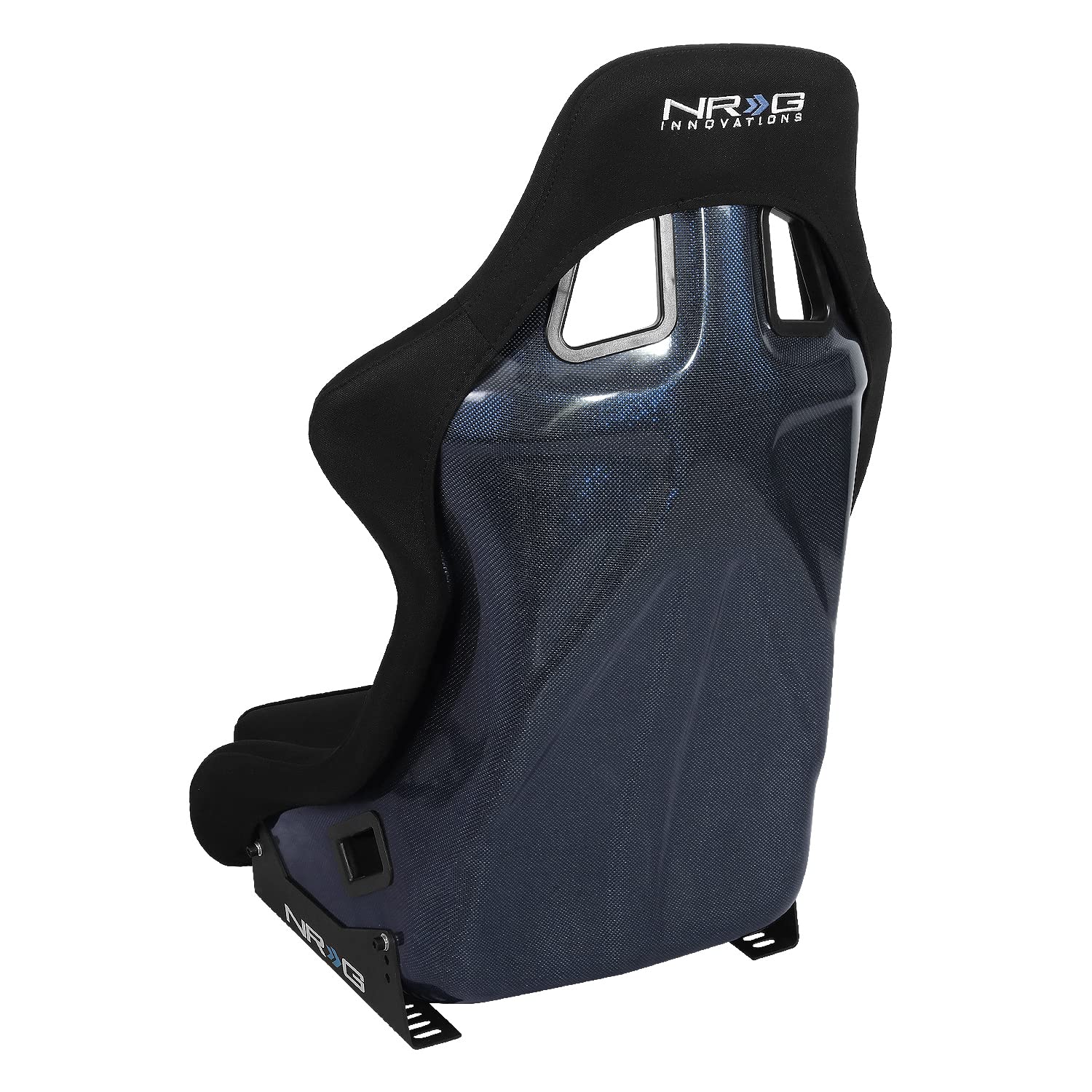 NRG Innovations Fixed Back NRG-RSC-302CF-BL Bucket Racing Seat with Universal Side Mount Bracket, Blue Carbon Fiber Back