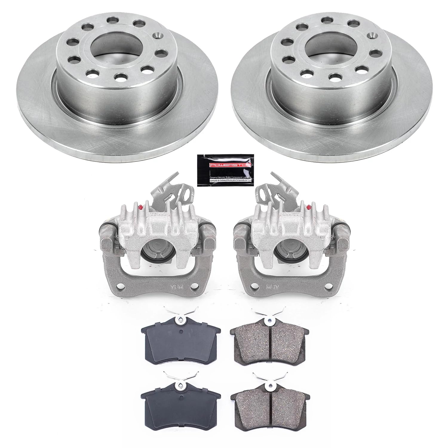 Power Stop Autospeciality KCOE5671 Replacement Rear Caliper Kit- OE Rotors, Ceramic Brake Pads, Calipers