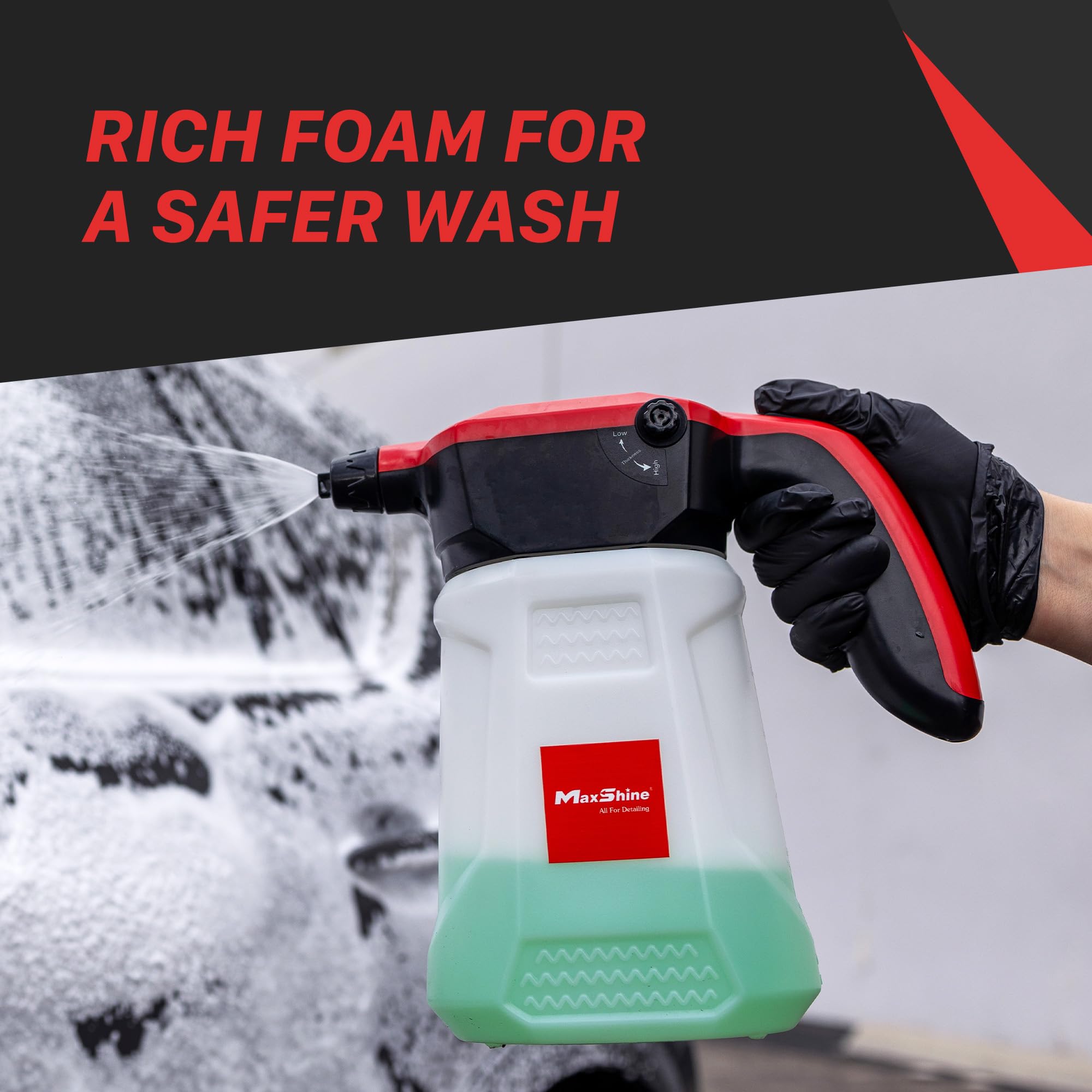 Maxshine Cordless Portable Foam Sprayer | 2L Capacity with 2600mAh Battery | Dual Spray Modes for Thick Foam | Electric Car Wash Foamer & Detailing Tool for Auto, Home & Garage Use
