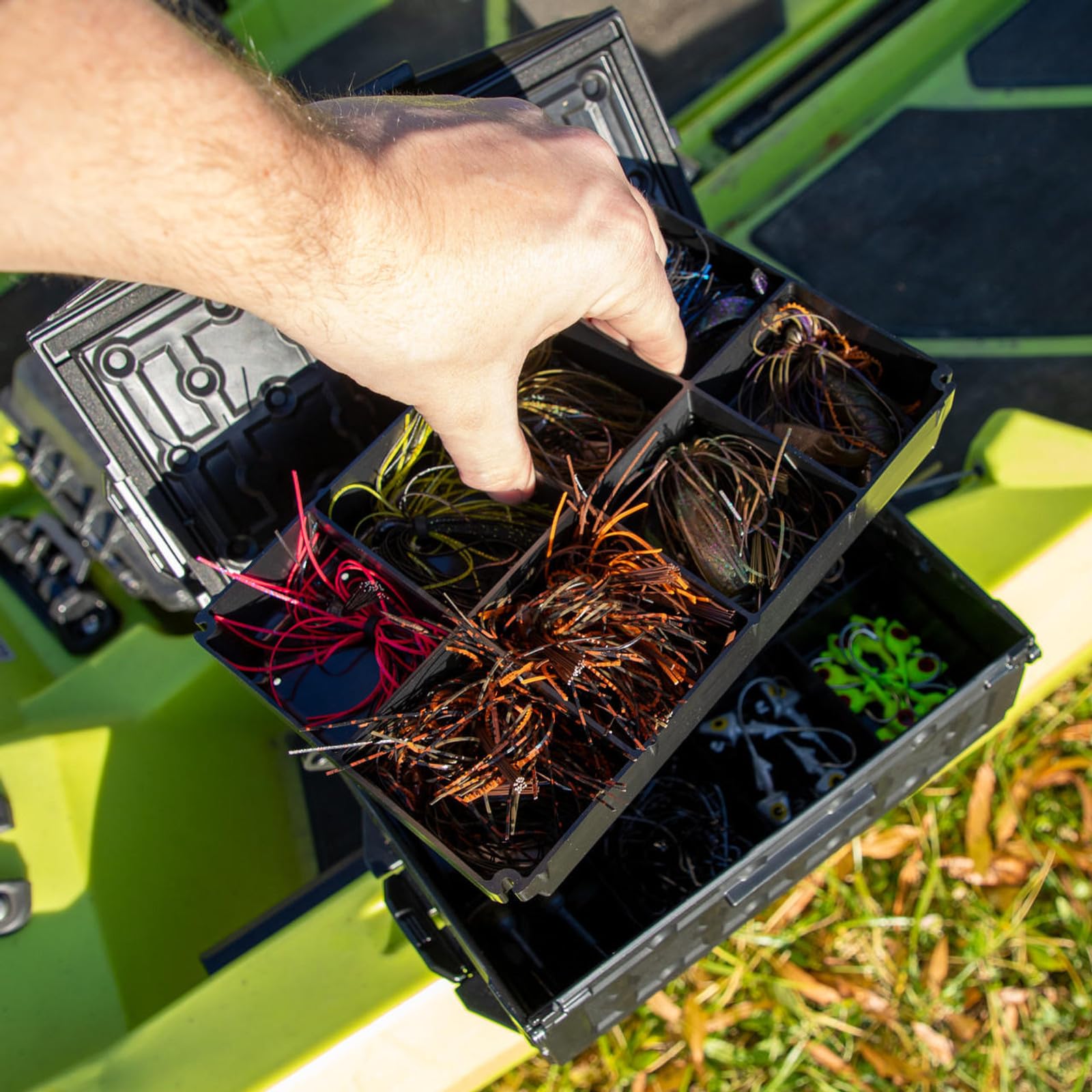 YakAttack Tray TracPak – 4x2 Half-Depth Insert | 8-Compartment Storage Trays for TracPak Box | 2 Pack with Stacking Tabs | Kayak Tackle & Tool Organizer | Made in USA