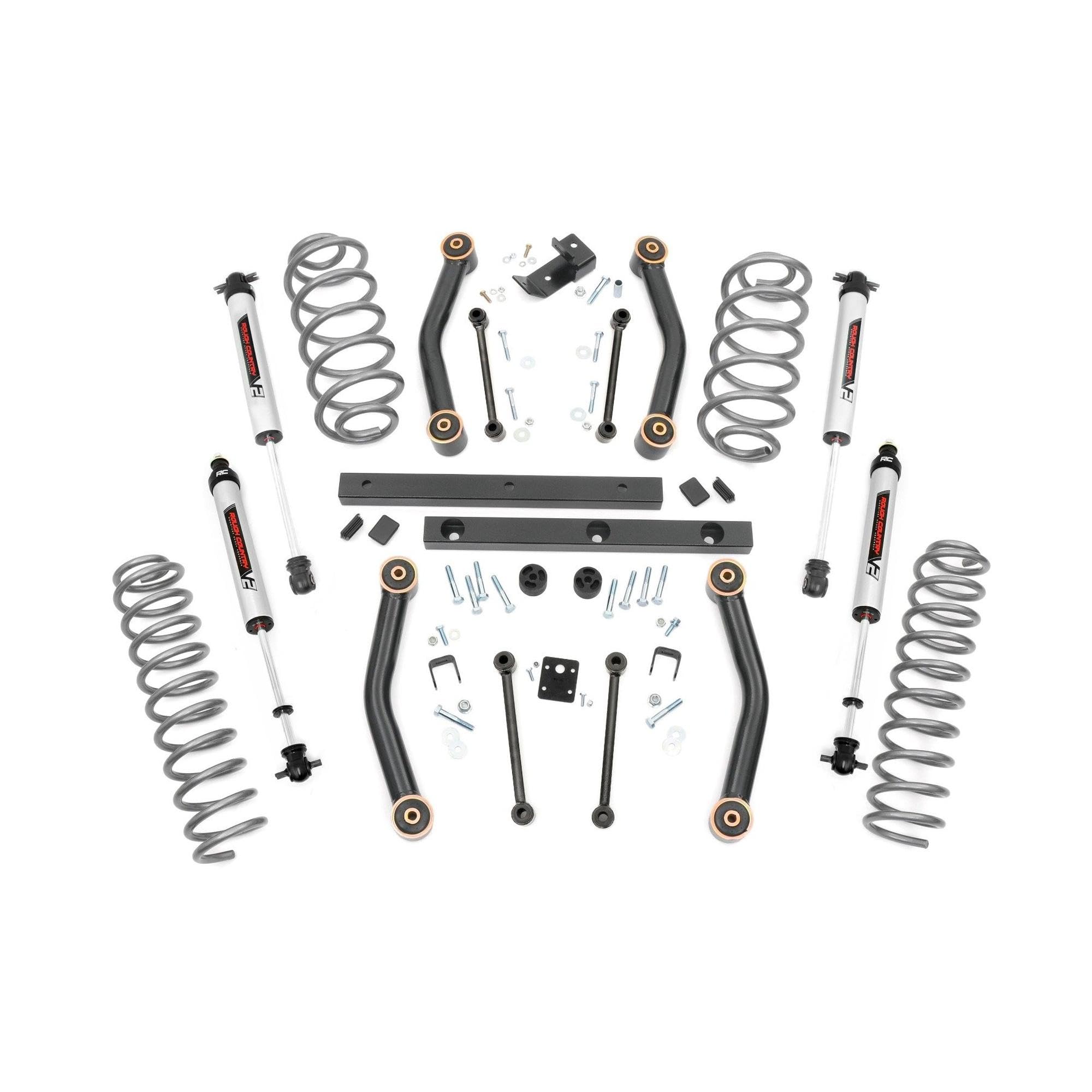 4" Rough Country Lift Kit w/V2 Shocks for 1997-2002 Jeep Wrangler TJ 4WD - 90670