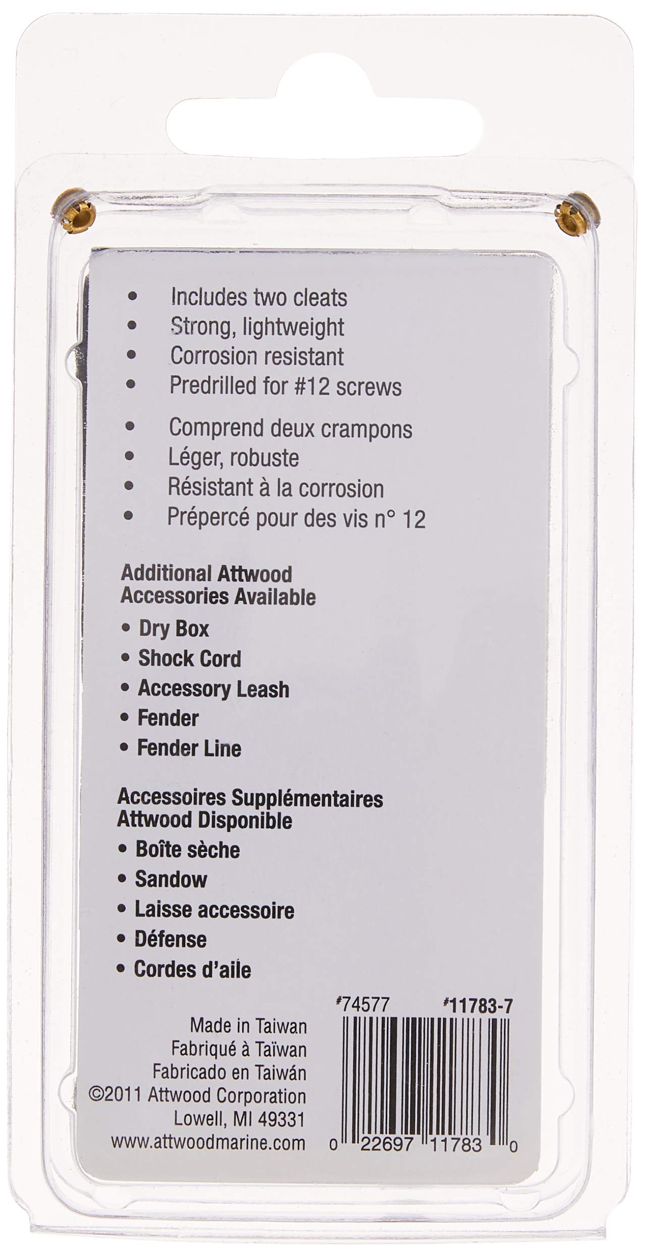 Nylon Cleats Attwood 11783-2, 4 Inches Long, Pre-Drilled for #12 Fasteners, Sold in Pairs, Anchor Tie-Off, Temporary Docking