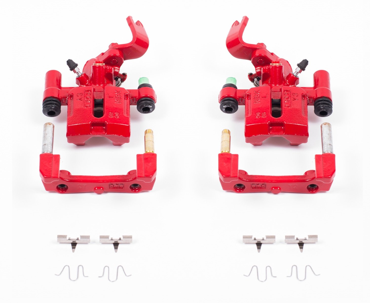 Power Stop S1377 Rear Pair of High-Temp Red Powder Coated Calipers for Mazda Miata 1990-1993 [Model Specific]