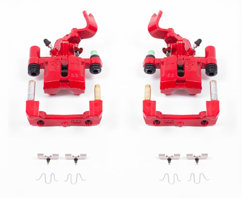 Power Stop S1377 Rear Pair of High-Temp Red Powder Coated Calipers for Mazda Miata 1990-1993 [Model Specific]