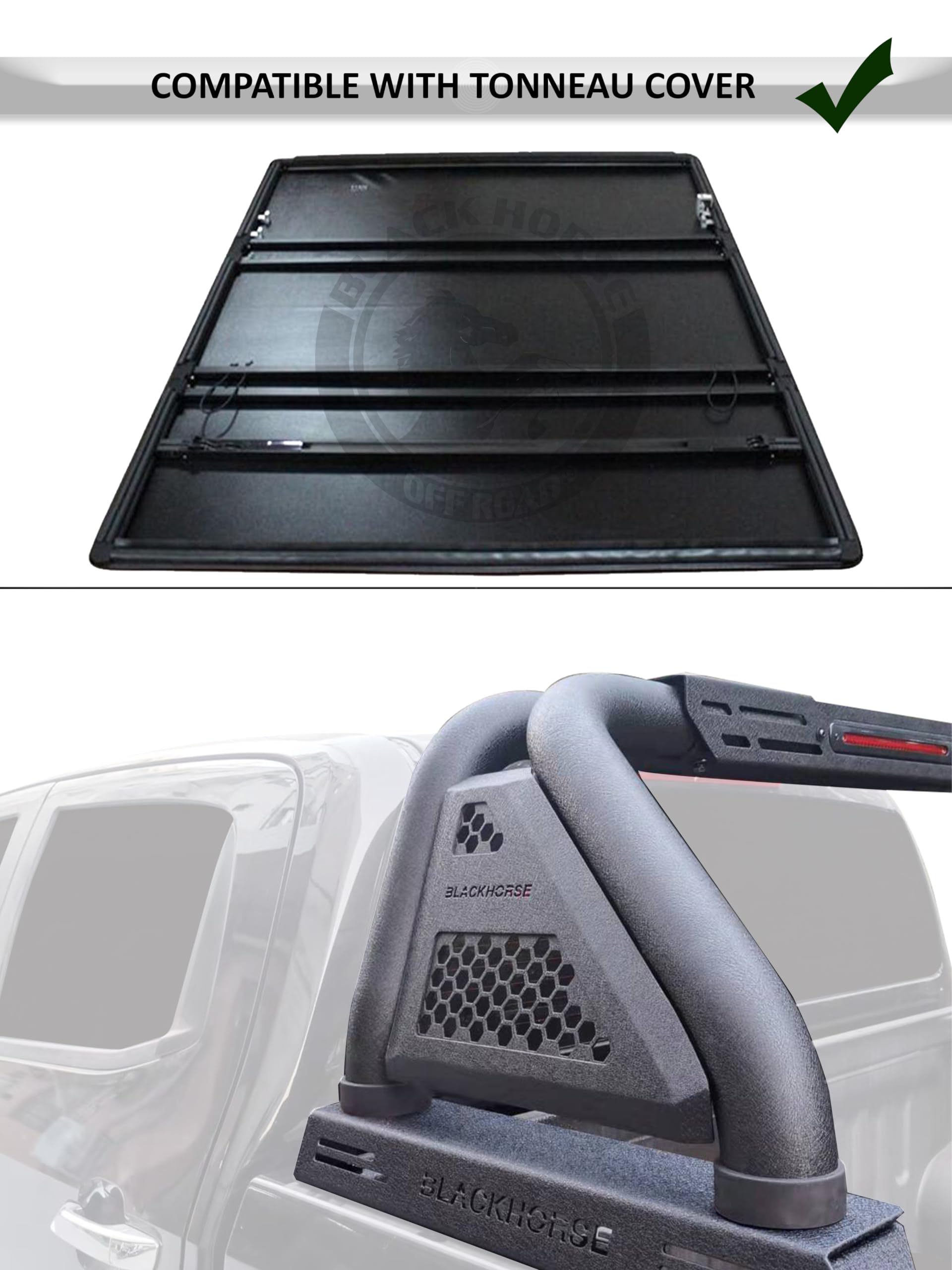 Black Horse Off Road Modular Classic Pro Roll Bar Textured Black Compatible with 2015-2023 Toyota Tacoma-RB06MT
