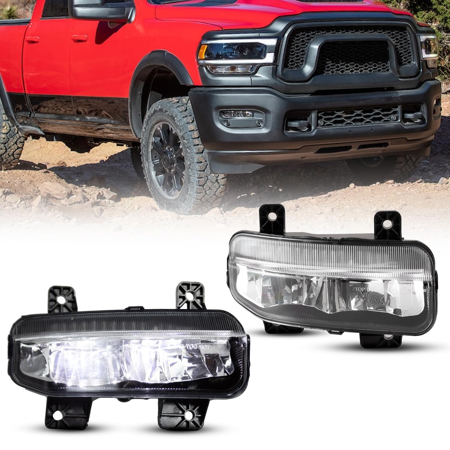 Winjet Driving LED Fog Lights Compatible with [2019 2020 2021 RAM 1500 2500 3500] Only