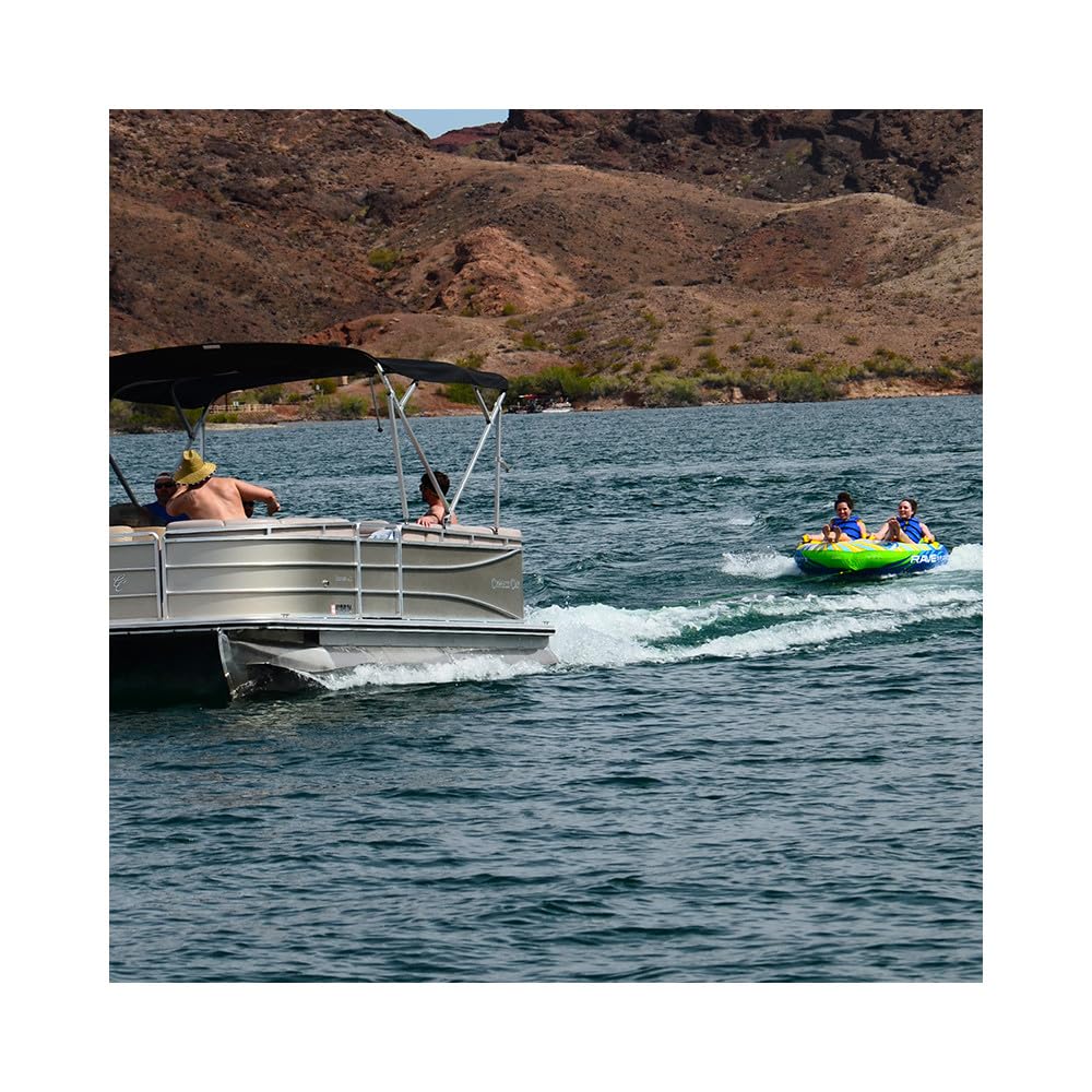 Rave Sports Boat Towable Tube Escape for 1-2 Riders, Heavy-Duty Durable Construction for Pulling Behind Boat, Unique Seats for Secure Ride
