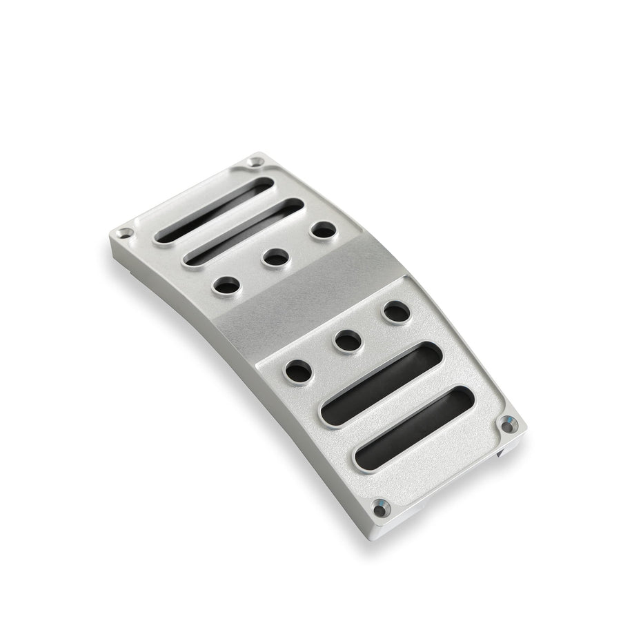 Drake Muscle Cars Manual Billet Aluminum Pedal Covers in Satin Silver Finish Compatible with 2005-2021 Ford Mustangs, Model 5R3Z-2457/9735M