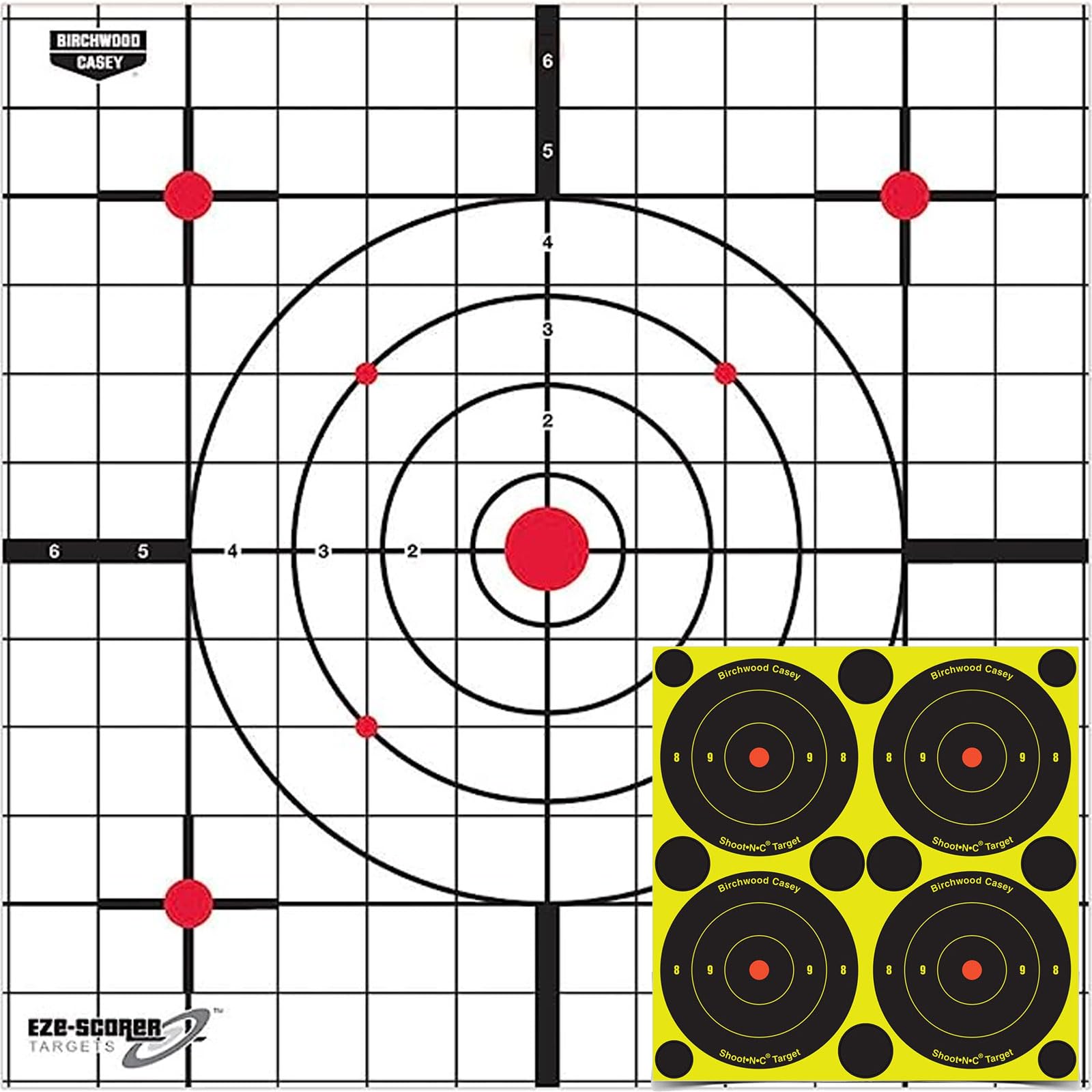 12" Birchwood Casey Eze-Scorer Sight-in Practice Shoot-Up Brilliant White Paper Targets for Indoor and Outdoor Use, 100 Targets