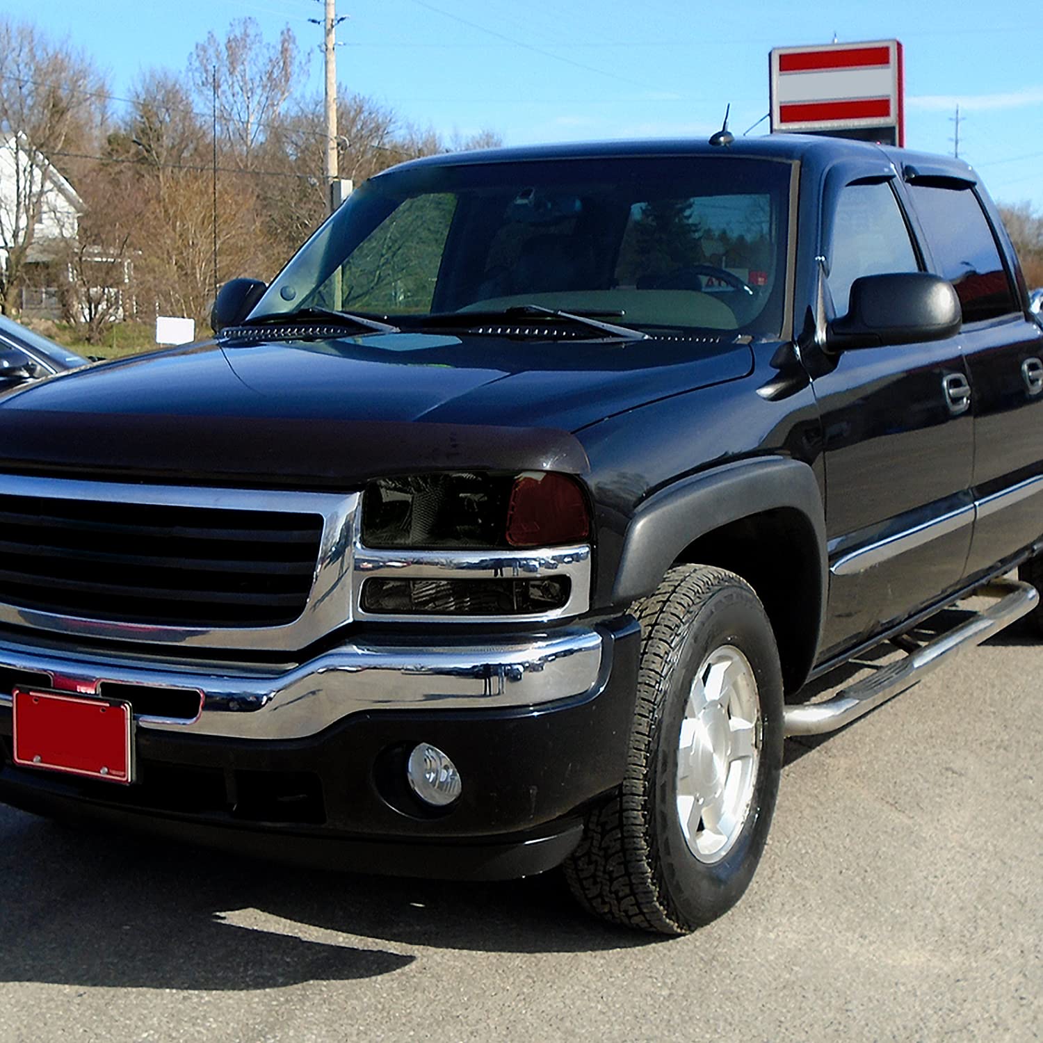 Smoke Headlights + Bumper Lights SPEC-D TUNING Compatible with 1999-2006 GMC Sierra 1500/2500/3500, Left + Right Pair Headlamps Assembly