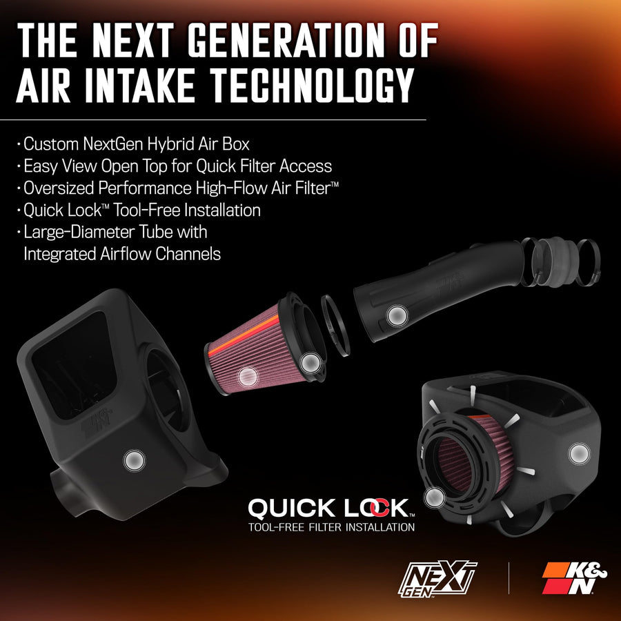 Cold Air Intake System K&N NextGen: High-Flow Cotton Filter: Compatible with 2012-2021 Toyota: Tundra, Sequoia, 50-9036