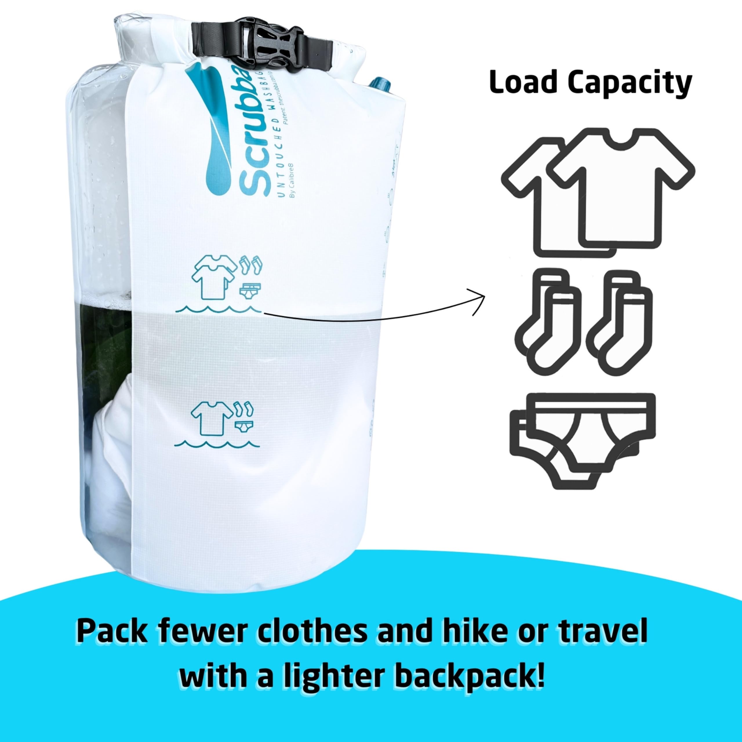 Scrubba Wash Bag Untouched - Portable Washing Machine - Eco-Friendly Manual Washing Machine for Travel, Camping, Baby Clothes - Travel Essentials, Gift - use with Laundry Detergent, & Sheets - 5.3 oz.