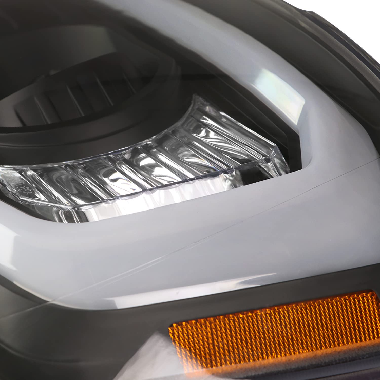 DRL LED Strip Projector Headlights SPEC-D TUNING Compatible with 2007-2014 Chevy Avalanche, Tahoe, Suburban 1500 2500, Left + Right Pair Headlamps Assembly