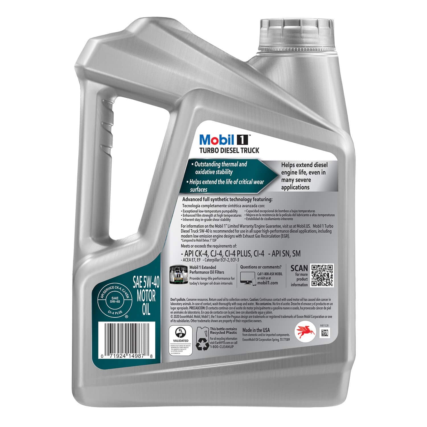 5W-40 Mobil 1 Turbo Diesel Truck Full Synthetic Motor Oil, 1 Gal