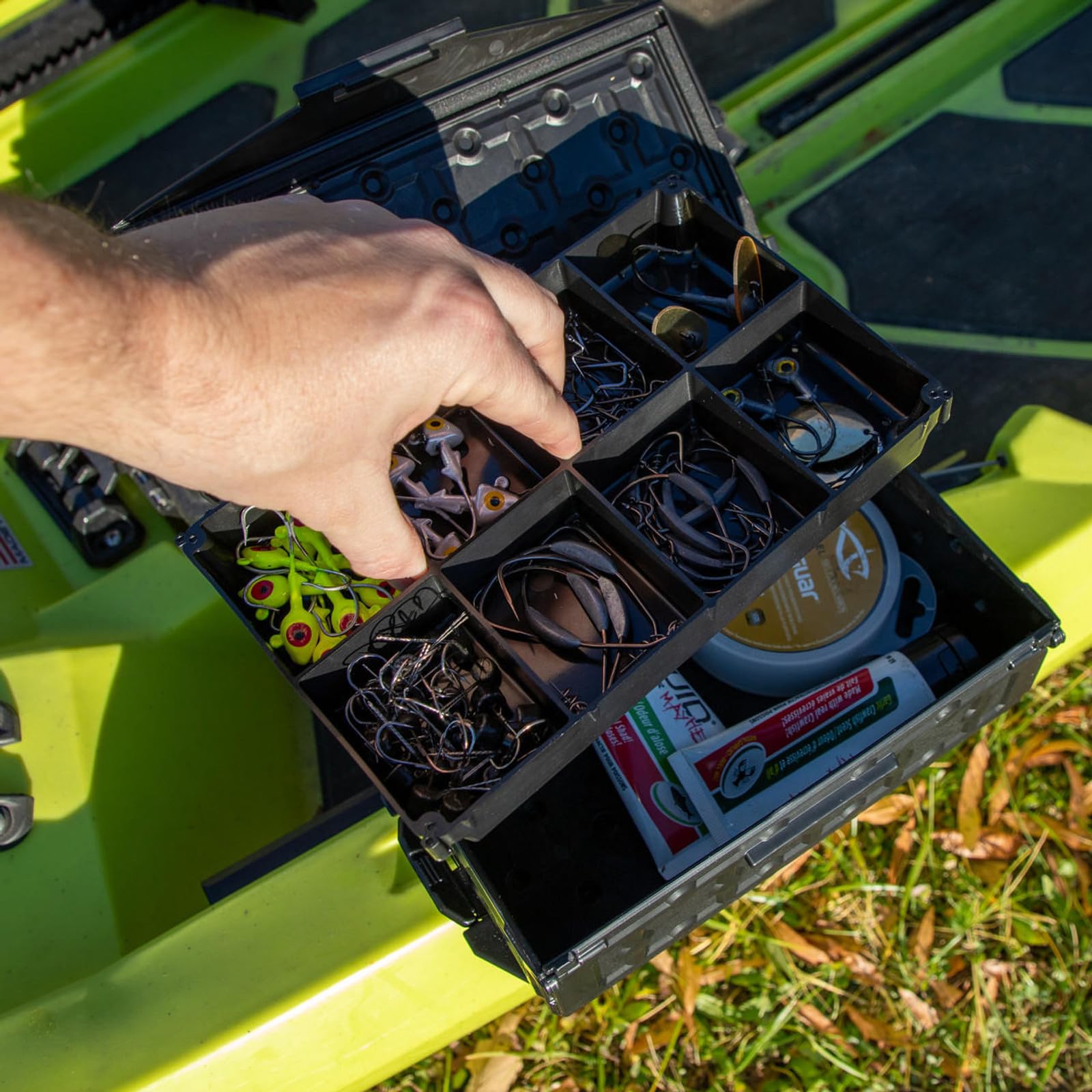 YakAttack Tray TracPak – 4x2 Half-Depth Insert | 8-Compartment Storage Trays for TracPak Box | 2 Pack with Stacking Tabs | Kayak Tackle & Tool Organizer | Made in USA