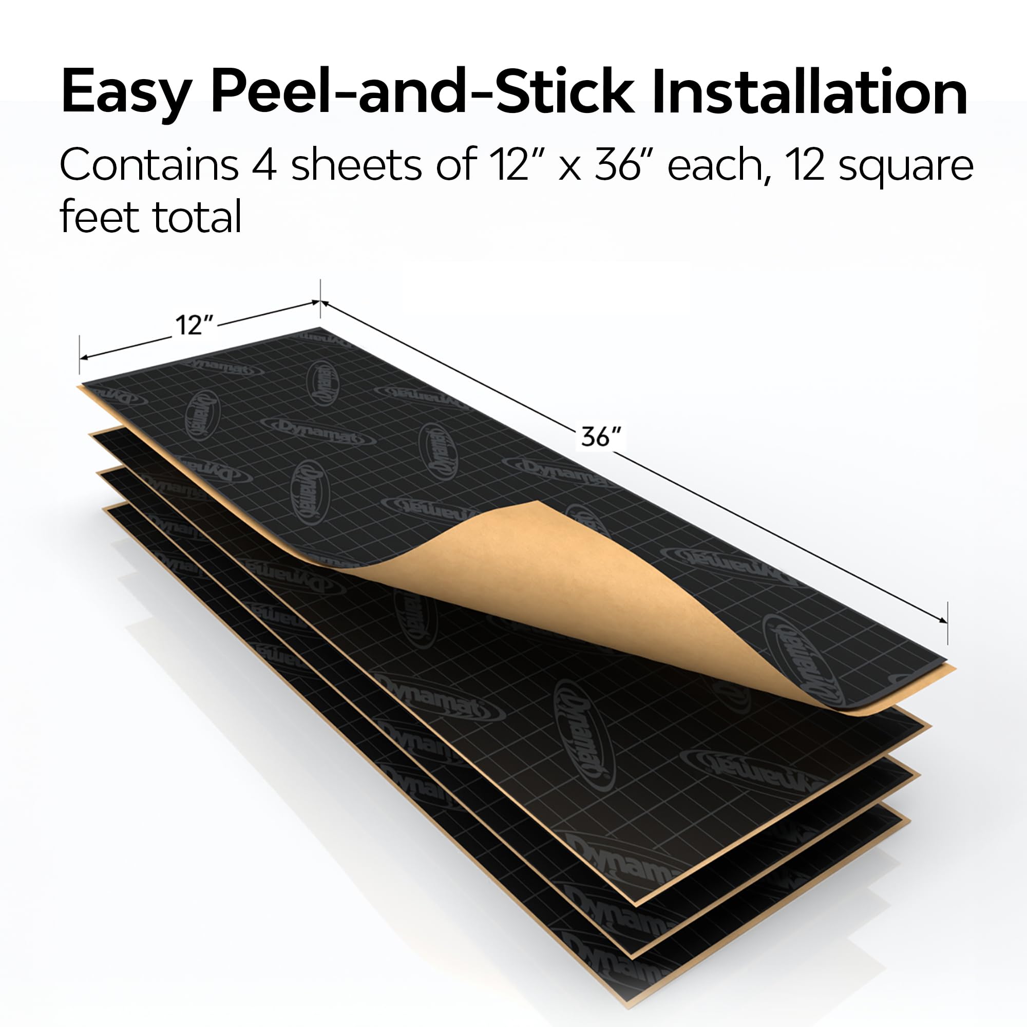 Dynamat Xtreme Car Insulation Sound Deadening Door Kit 10435 – Pre Cut Noise Dampening Kit for 2 Standard Car Doors – Easy Self Adhesive Install – Made in USA – 4 Sheets 12”x36” Each, 12 sq ft total