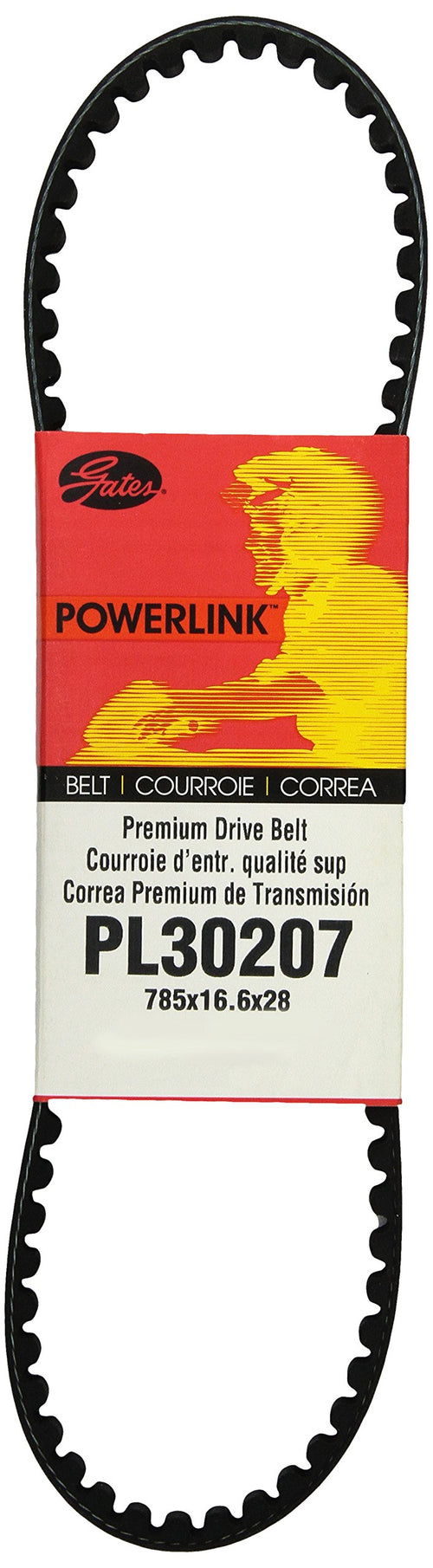 Gates Premium PL30207 PowerLink Continuously Variable Transmission (CVT) Scooter Belt, Black