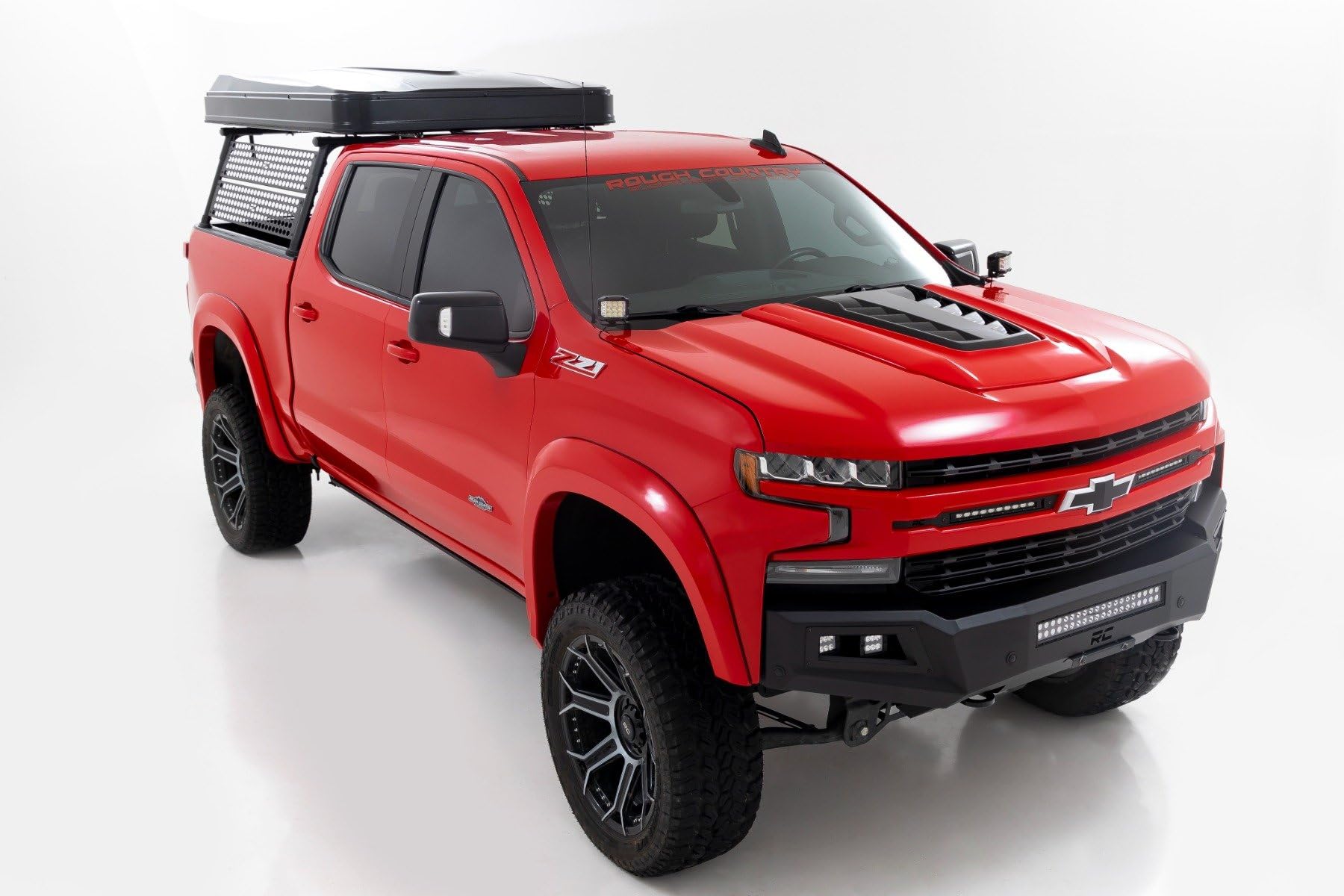 Rough Country Bed Rack Full-Height for Chevy Silverado 1500 (2019–2026 & Refresh) 5'8" Short Bed - Modular Aluminum Truck Rack for Cargo Racks, Rooftop Tents, Ladders & Overland Gear
