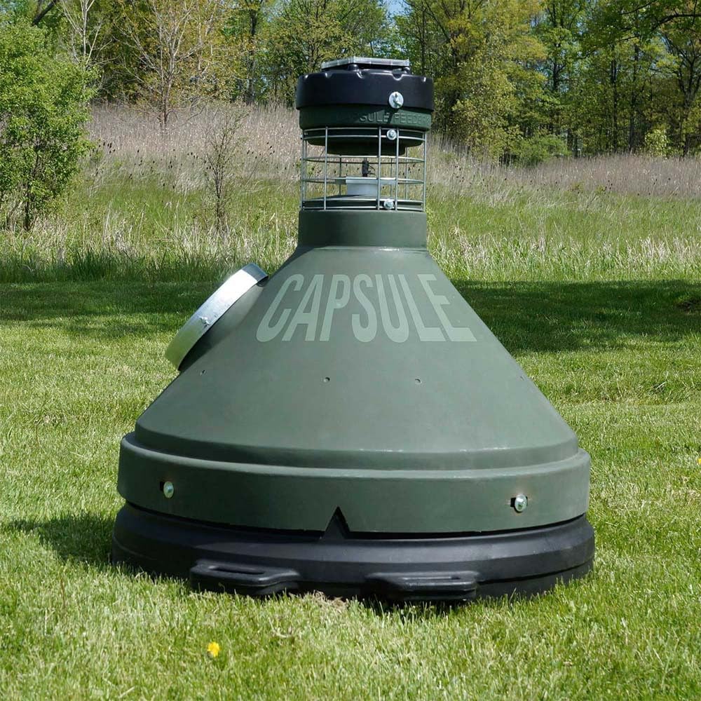 Game Feeder Capsule Feeder with 500LB Capacity, 360-Degree Broadcast Hunting Game Feeder