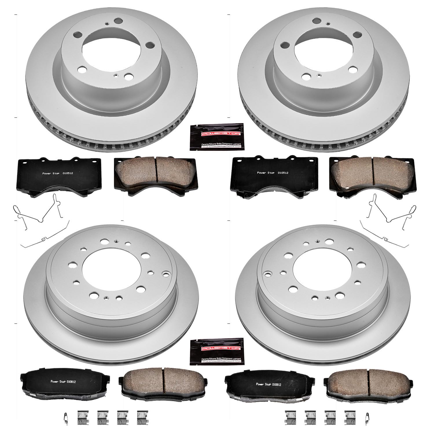 Power Stop Coated Brake Rotor CRK4117 & Ceramic Brake Pads- front & rear