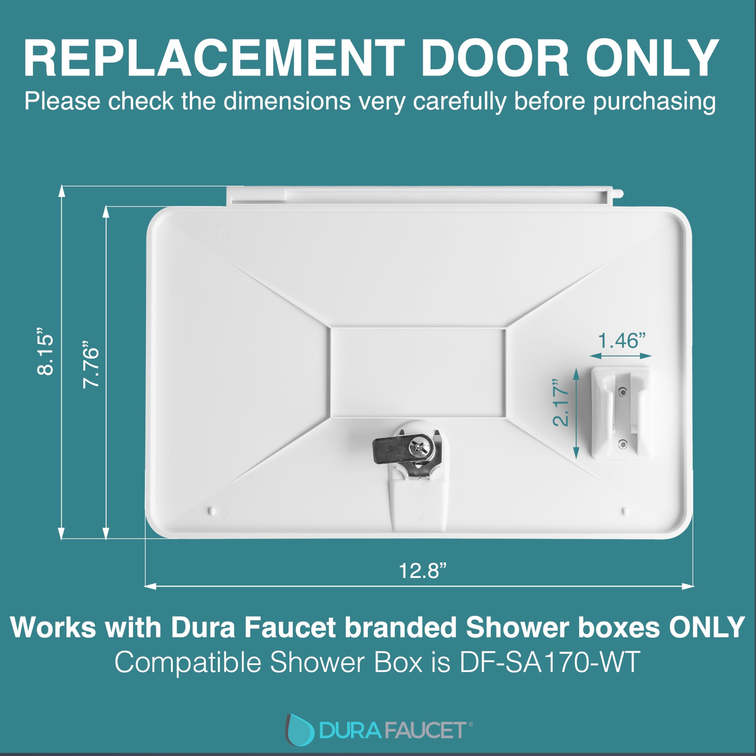 Dura Faucet RV DF-SA170D-WT Durable Replacement Door for an Exterior Shower Box Kit - Lockable (White)