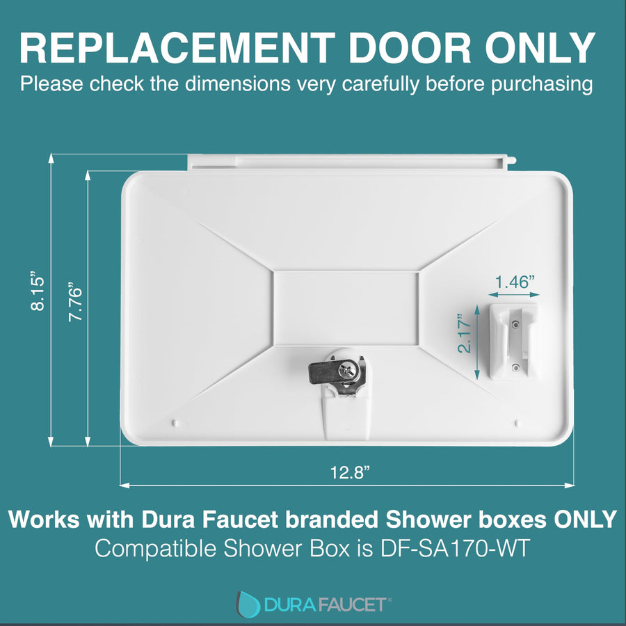 Dura Faucet RV DF-SA170D-WT Durable Replacement Door for an Exterior Shower Box Kit - Lockable (White)
