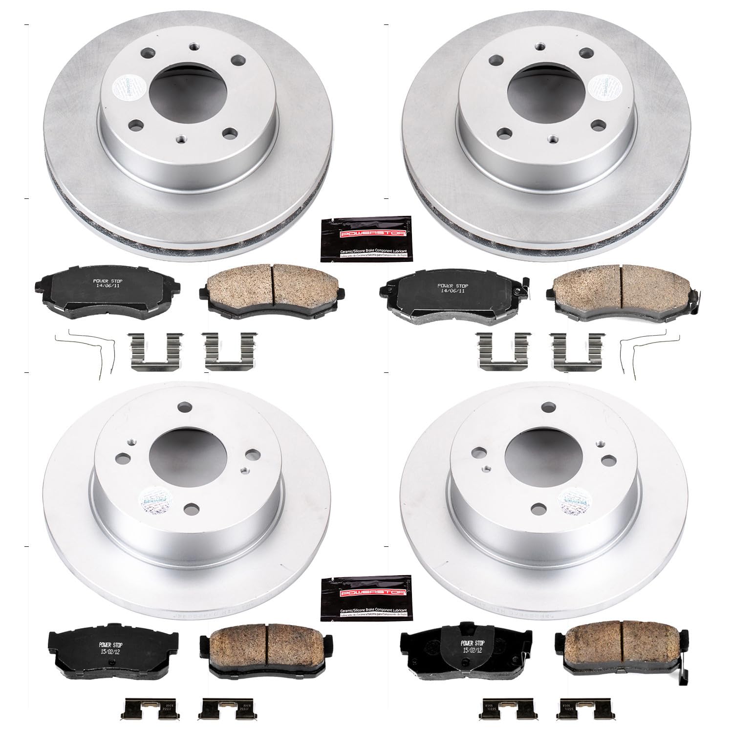 Power Stop Coated Brake Rotor & Ceramic Brake Pads CRK658- front & rear
