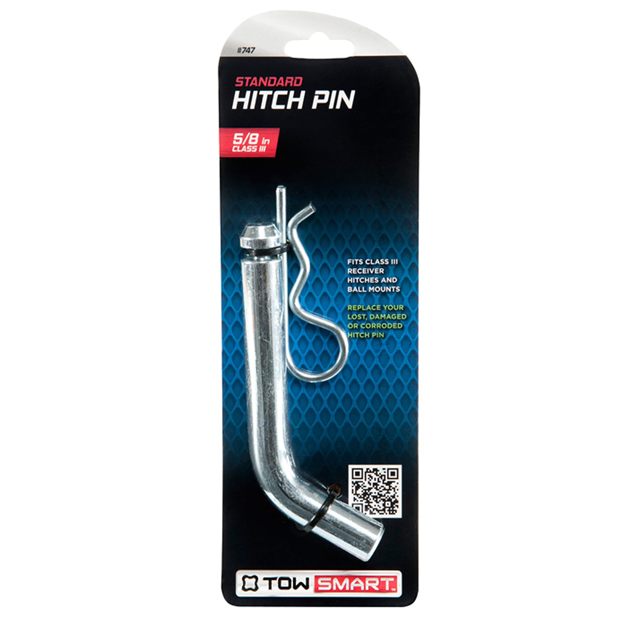 Standard Steel TOWSMART Bent Hitch Pin with Clip, 5/8 Diameter Pin, Fits 2 in. Receivers