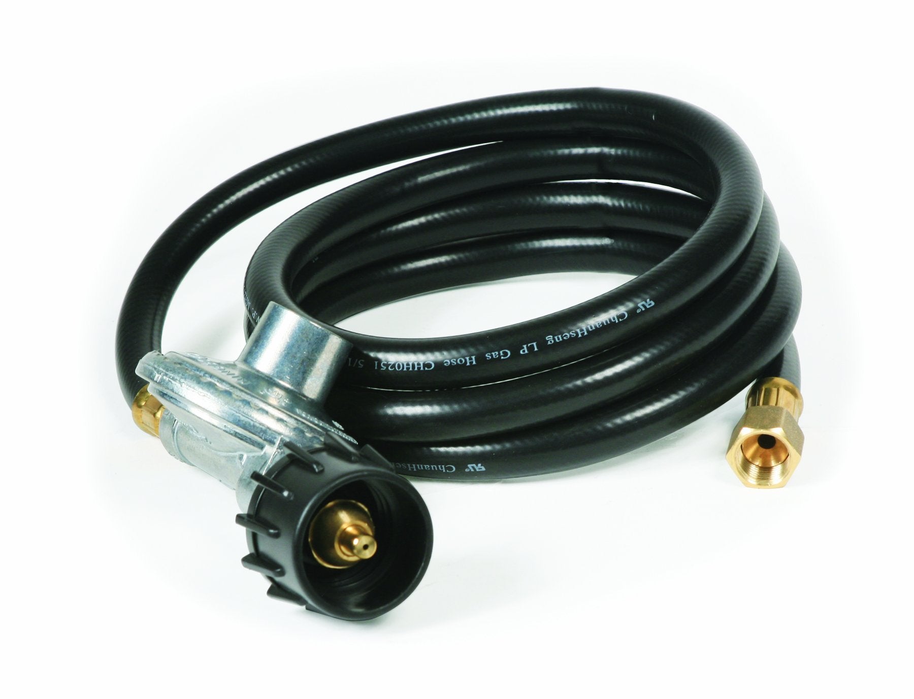 Camco Low Pressure Gas Regulator Camper/RV w/ 6’ Hose | Features Excess Flow & Thermal Protection | Type-1 Acme Connection & 3/8” Female Flare Swivel Nut | Rated for 70,000 BTUs/Hour (57703)