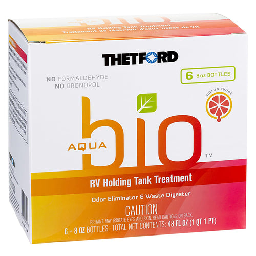 Thetford AquaBio 96604 Citrus Twist Scent RV Holding Tank Treatment, Formaldehyd Free 6 Pack of 8 Oz Liquid Orange
