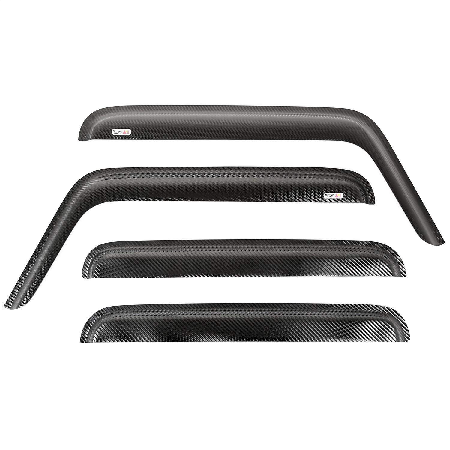 Window Visor Kit, Carbon Fiber Finish | Rugged Ridge | 11349.10 | Fits 2007-2018 Jeep Wrangler JK 4-Door