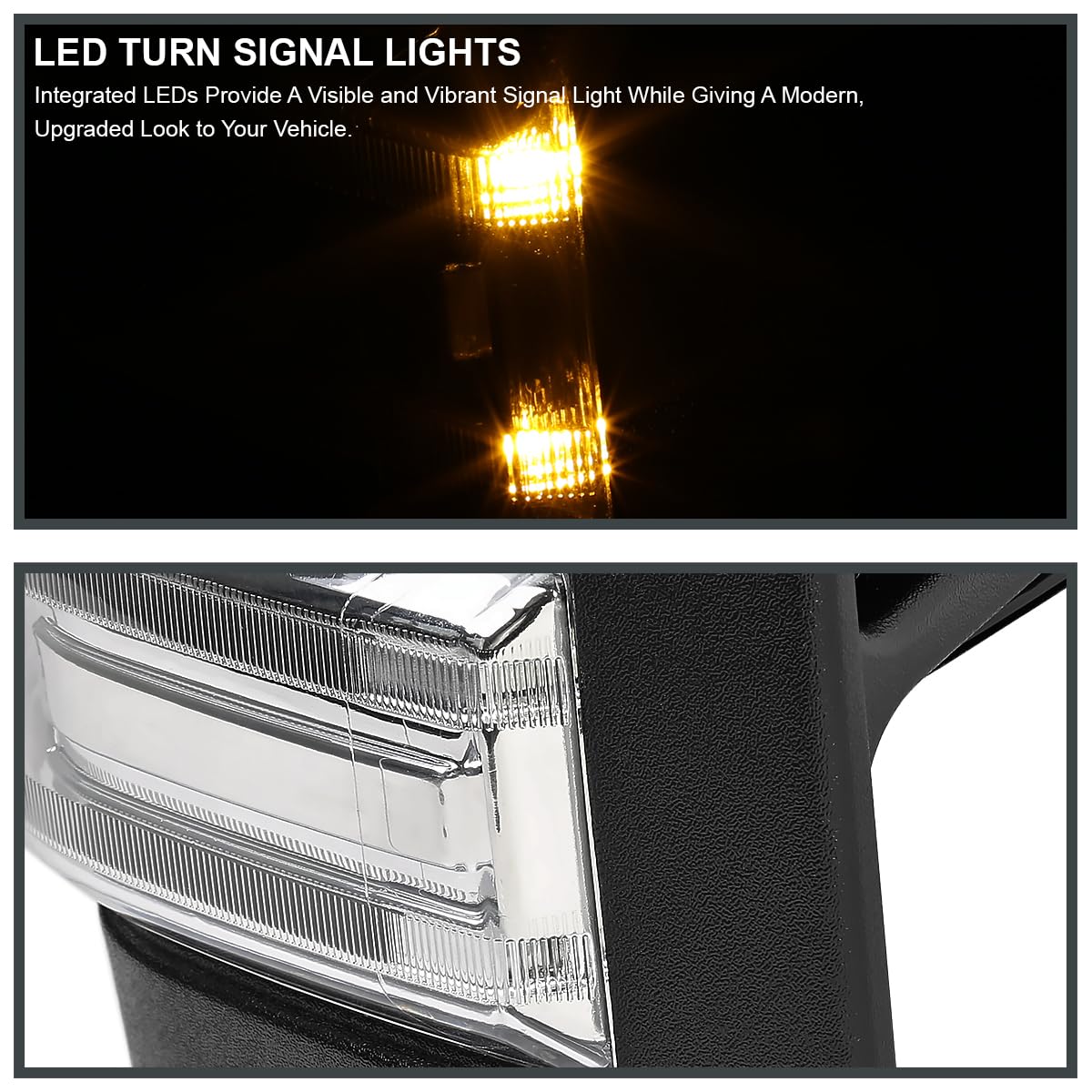 Spec-D Tuning Heated Power Tow Mirrors w/Temperature Sensor + LED Signal Compatible with 2017-2019 Ford F250 F350 F450 Super Duty Left + Right Pair