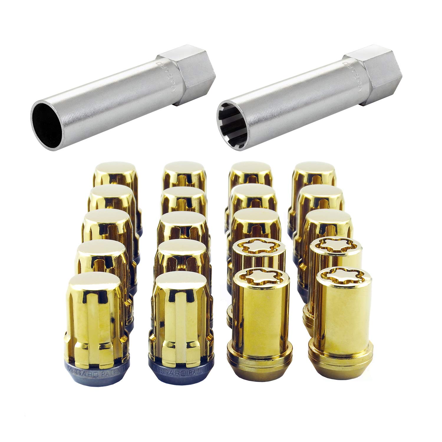 McGard SplineDrive 65557GDC Wheel Installation Kit (M12 x 1.5 Thread Size) - Gold Chrome with Wheel Locks - for 5 Lug Wheels