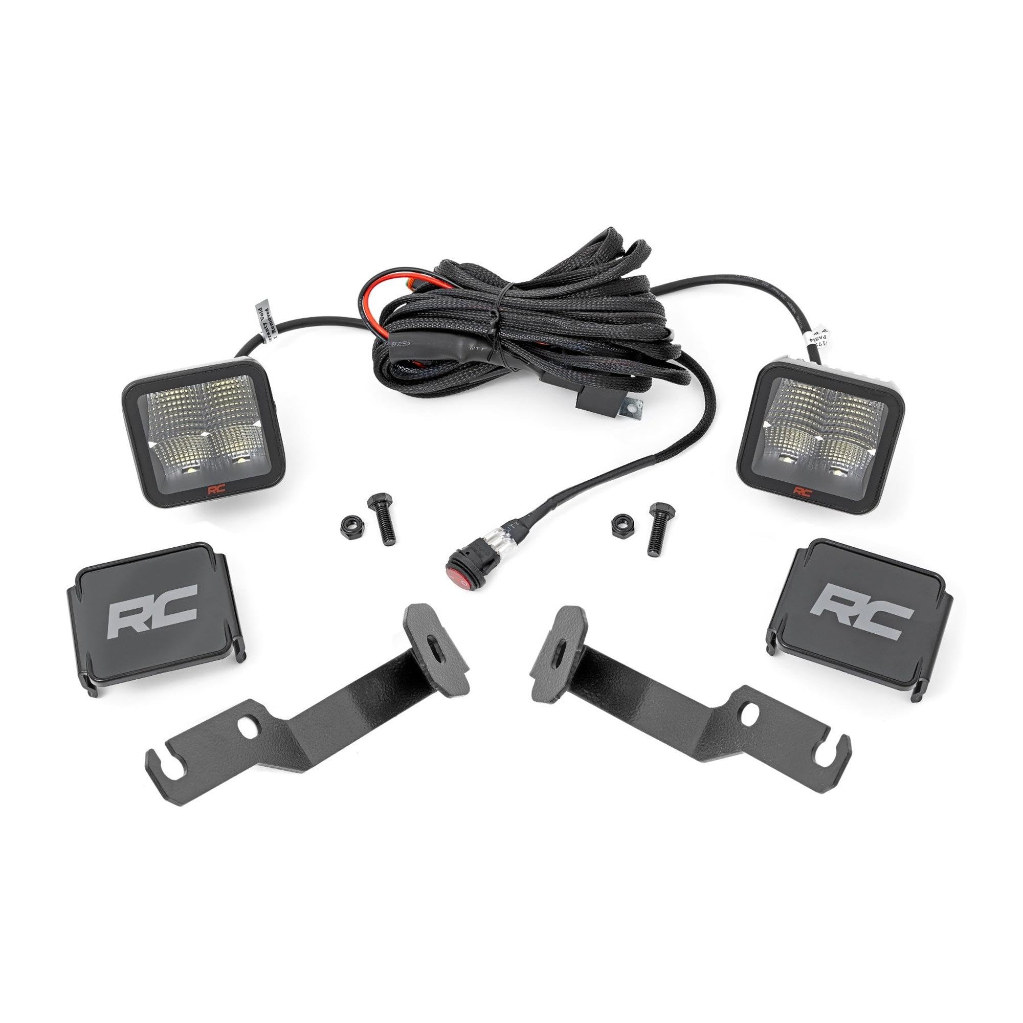 Rough Country LED Ditch Light Kit for Tacoma Toyota (2005-2015) - 80W Dual 2" Spectrum Series Lights, 9600 Lumens, Wide Flood Beam
