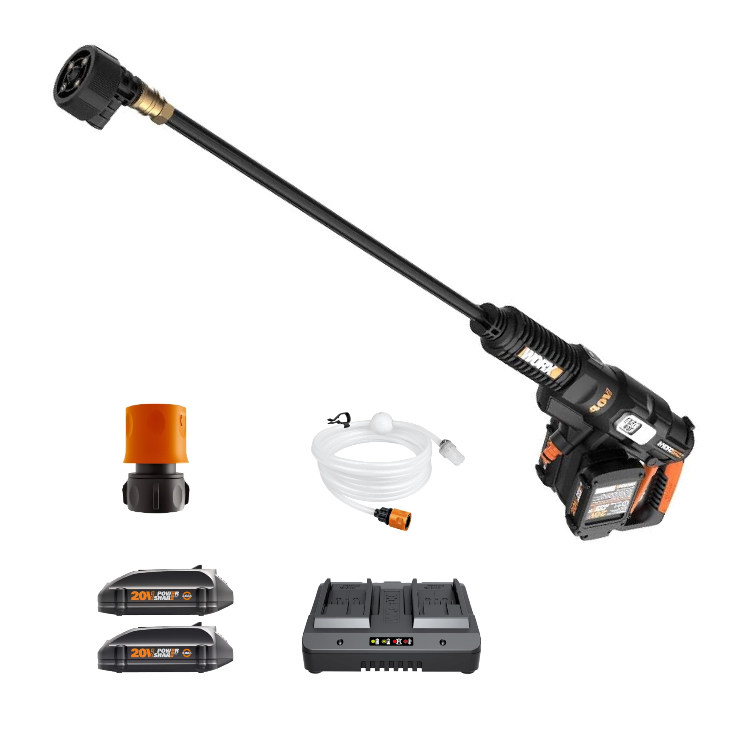 40V WORX Power Share Hydroshot Portable Power Cleaner 2X20V (Batteries & Charger Included) - WG644 Black/Orange