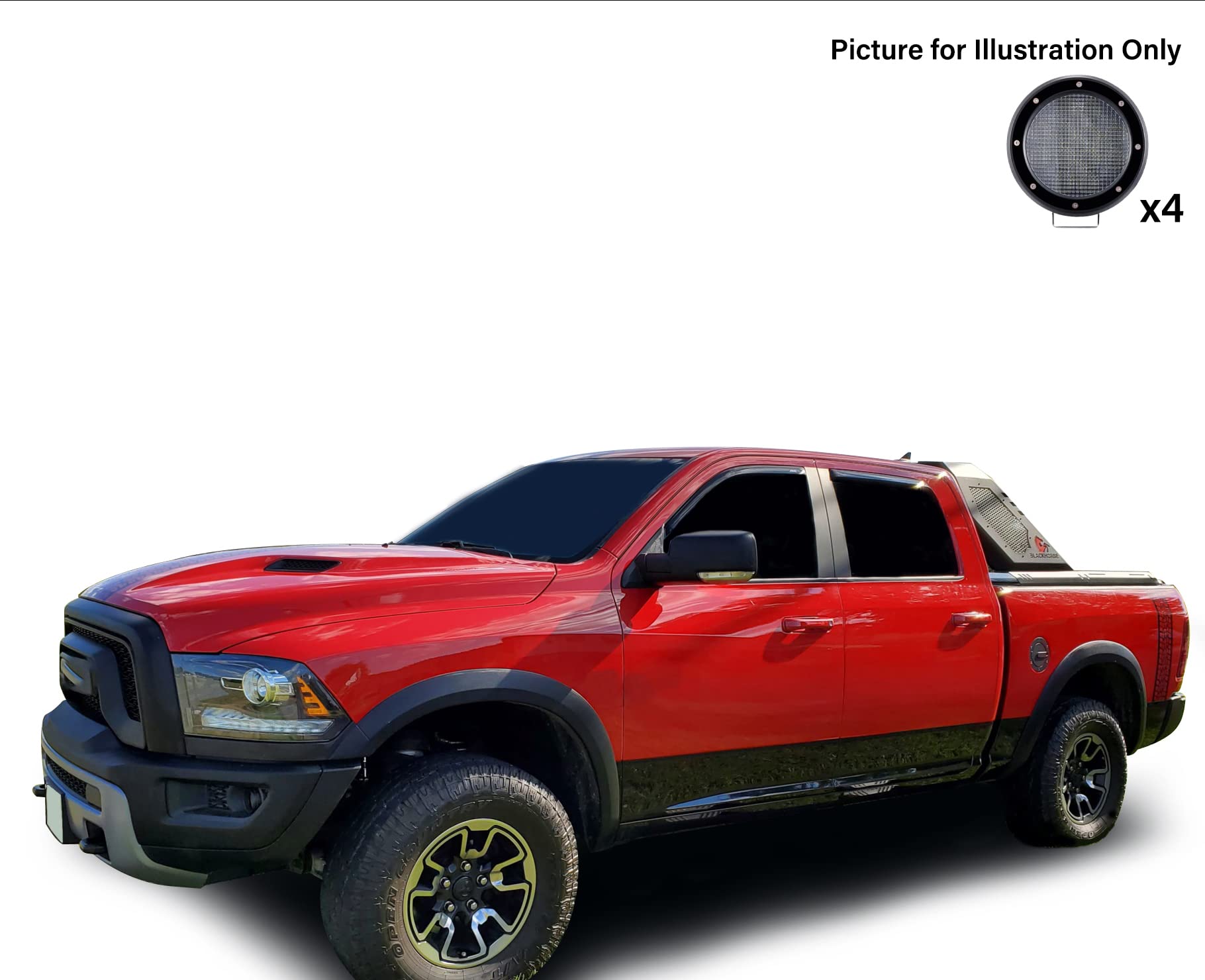 Vigor Roll Bar Black Horse Incl. Set of 5.3" Dia.led Lights w/Black Trim Rings Modular Black Compatible with 07-25 Silverado 1500|Sierra 1500|09-10 Ram 1500|11-25 Ram 1500|09-25 F-150|07-25 Tundra