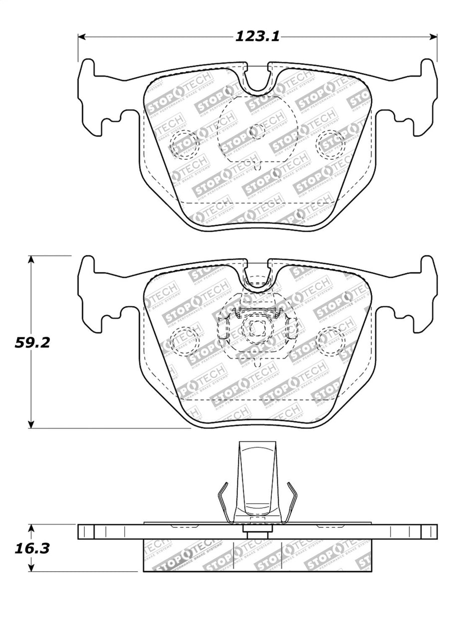 Rear StopTech 308.06830 Brake Pads with Shims and Hardware Street