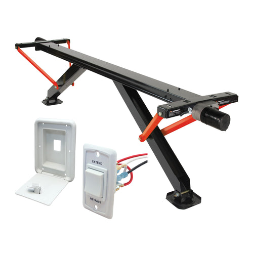 Lippert PSX1 RV Power Stabilizer High-Speed Jack System with White Switch Kit, White Hatch Box, Automatic Adjustment, Powder-Coated Steel Frame, Up to 30" Extension - 2025012487