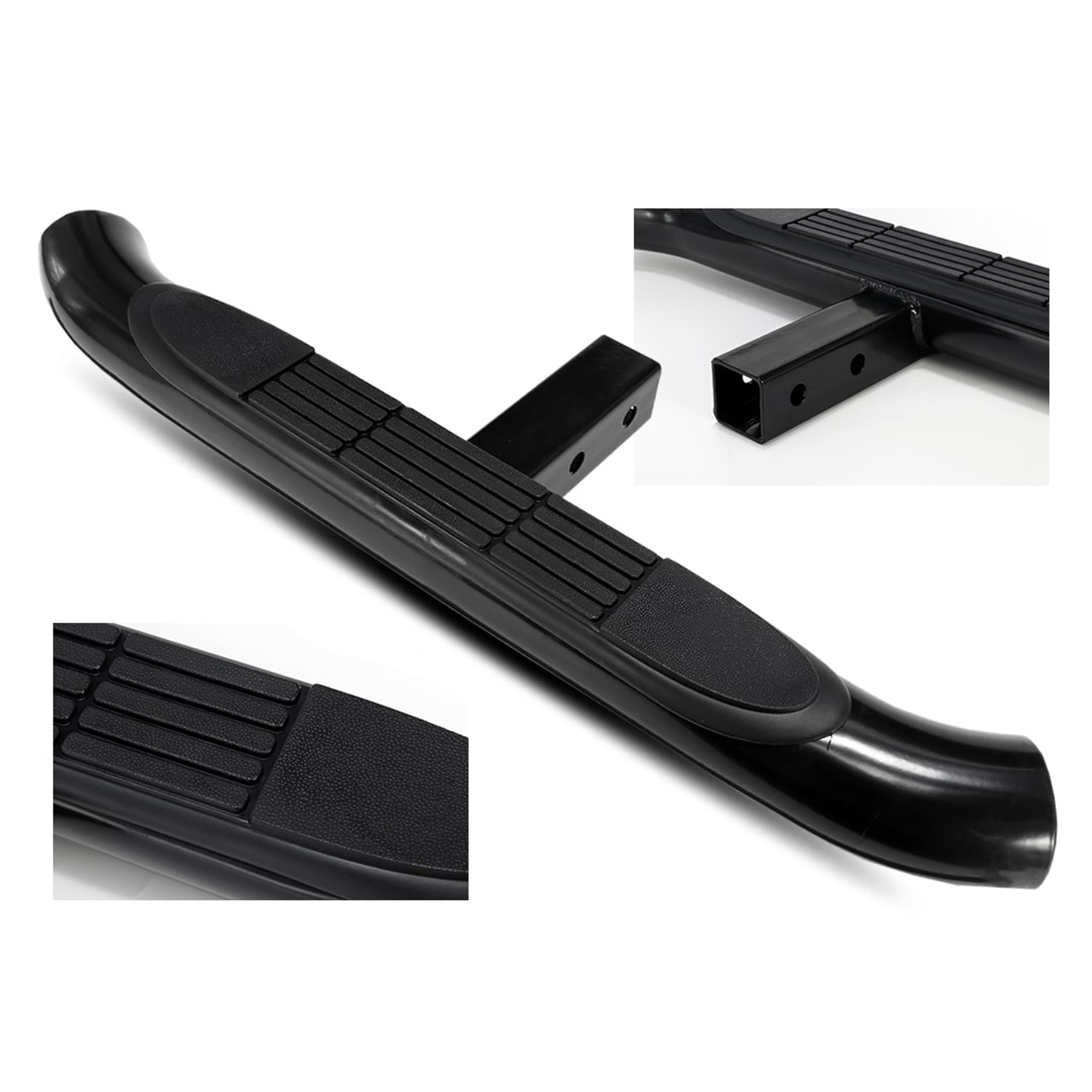 Black Steel Black Horse Rear Hitch Step Compatible with Universal-Universal Universal Universal Fits in Class III 2â€ Hitch Receiver 3" Round