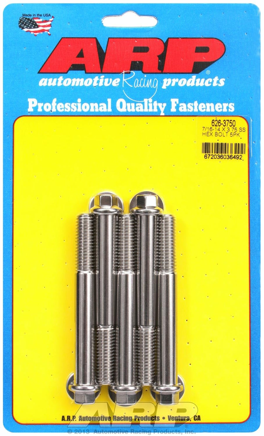 Hex Bolt ARP 626-3750, 7/16"-14, Pack of 5