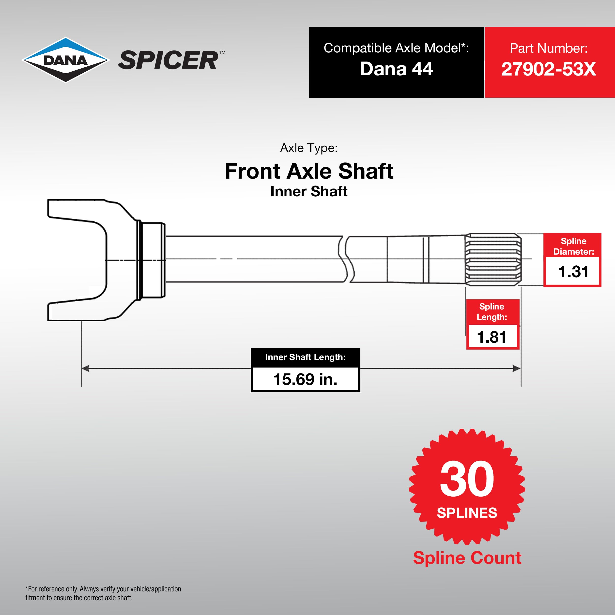 Front Axle Shaft Spicer 27902-53X