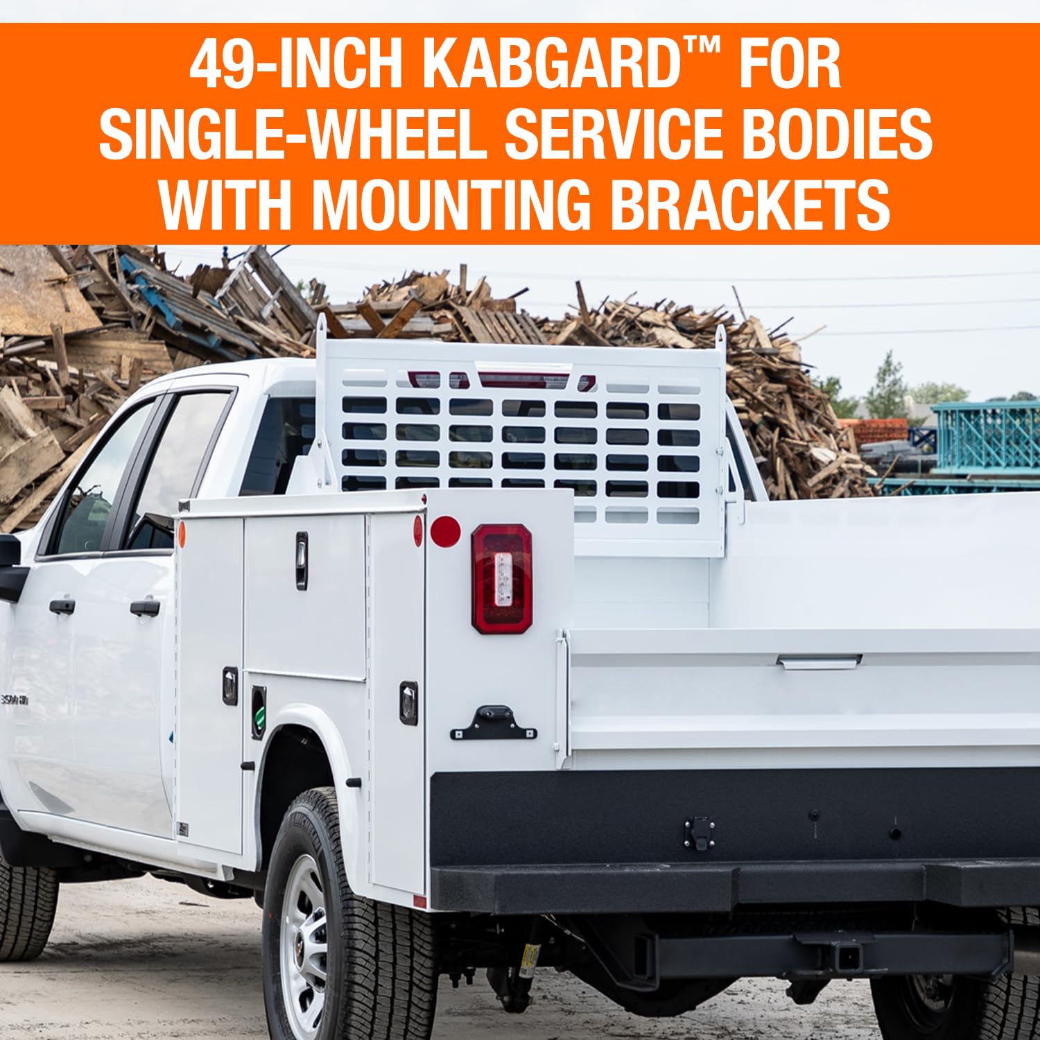 5404927 Buyers Products Kabgard Headache Rack W/Mounting Kit for Dual-Wheel Service Body Trucks, 49 Inch, White Gloss Finish, Service Body Headache Rack Kit
