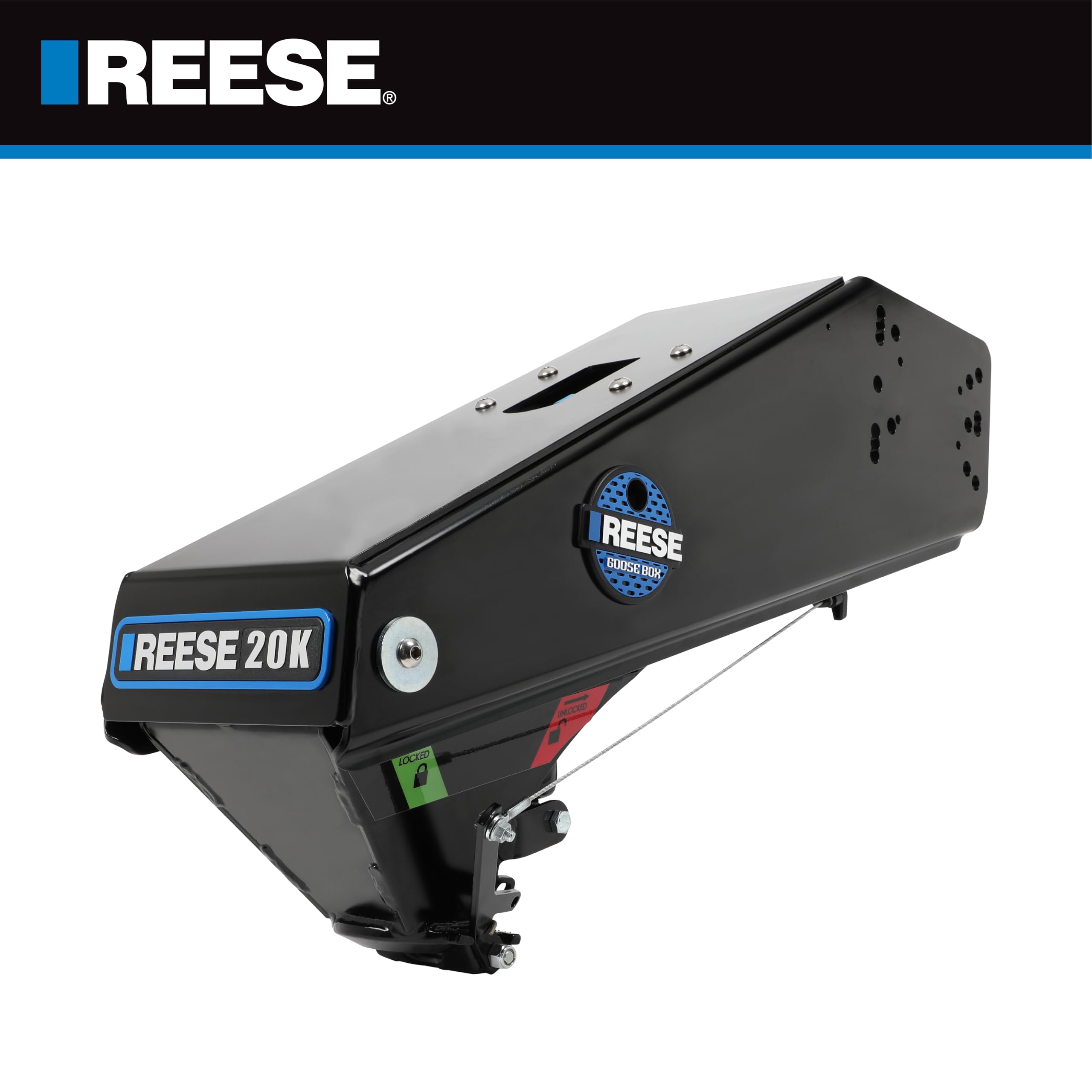 Goose Box 5th Wheel Pin Box, Reese 94920, Air Ride 20,000 lbs. Capacity, Fits Lippert (1621, 1716, 0719, Rhino), Fabex PB 600 Series