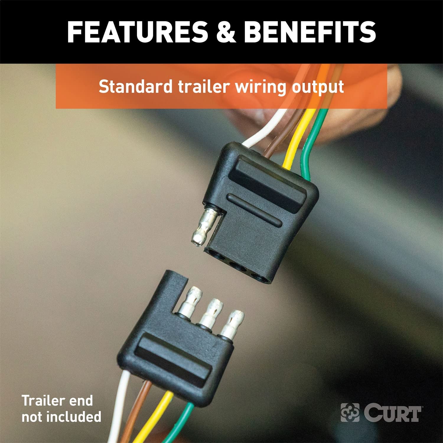 CURT 56223 Custom Vehicle-Side 4-Pin Trailer Wiring Harness, Fits Select Mitsubishi Mirage, G4 Black