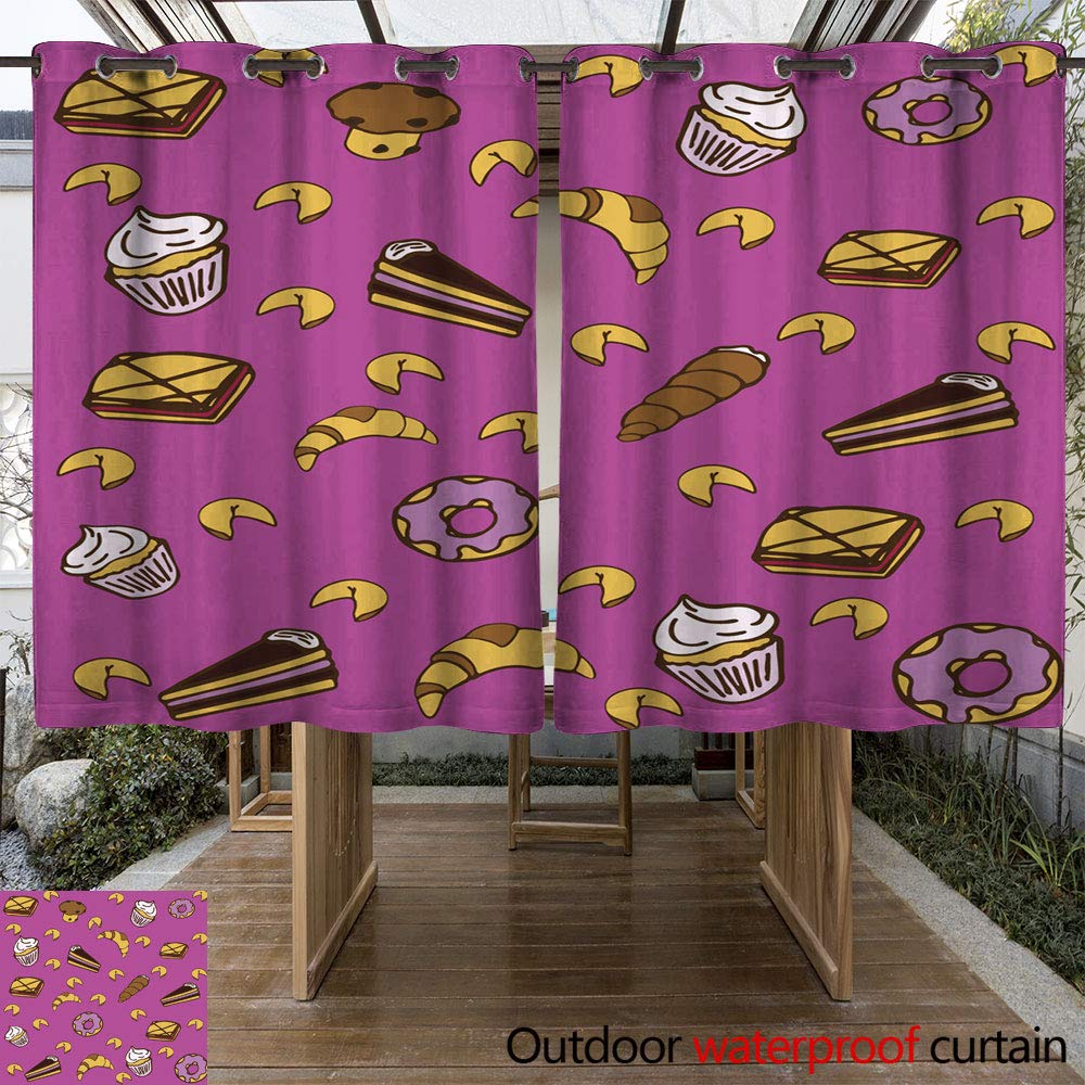 Outdoor Curtains WinfreyDecor for Patio Sheer Sweet Pastries W63 x L72