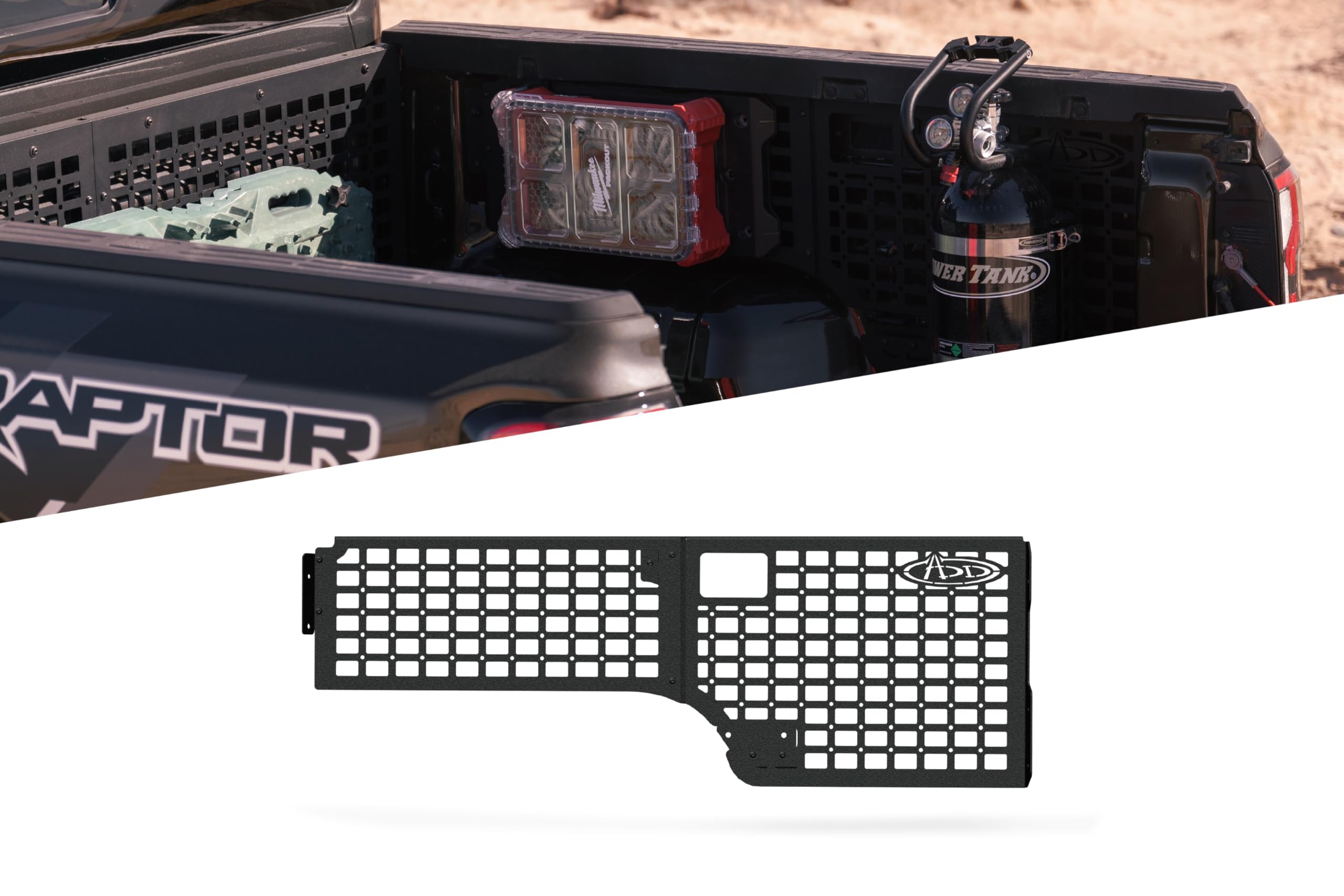Offroad Bed Side Molle Panels for 2024-2025 Ford Ranger Raptor | Variations Driver & Passenger Side | Molle Design for Mounting Tools & Off-Road/Recovery Gear | Made in The USA (Passenger)