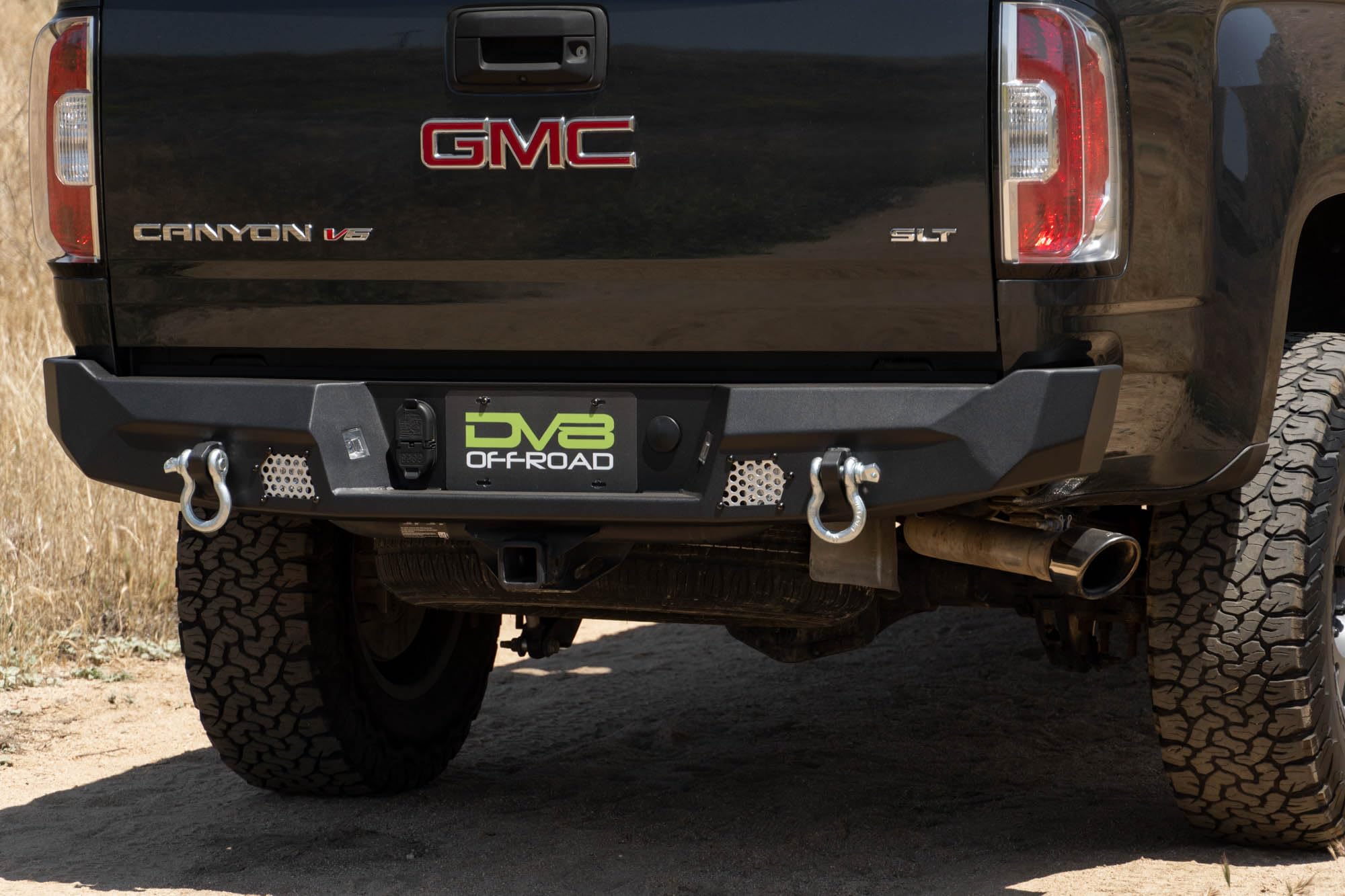 DV8 Offroad Rear MTO Bumper for 2014-2022 Chevy Colorado & 2015-2022 GMC Canyon | High Clearance | Two 3-Inch Light Pod Mounts | Integrated D-Ring Mounts | Fully Bolt-On | Powder Coated Finish