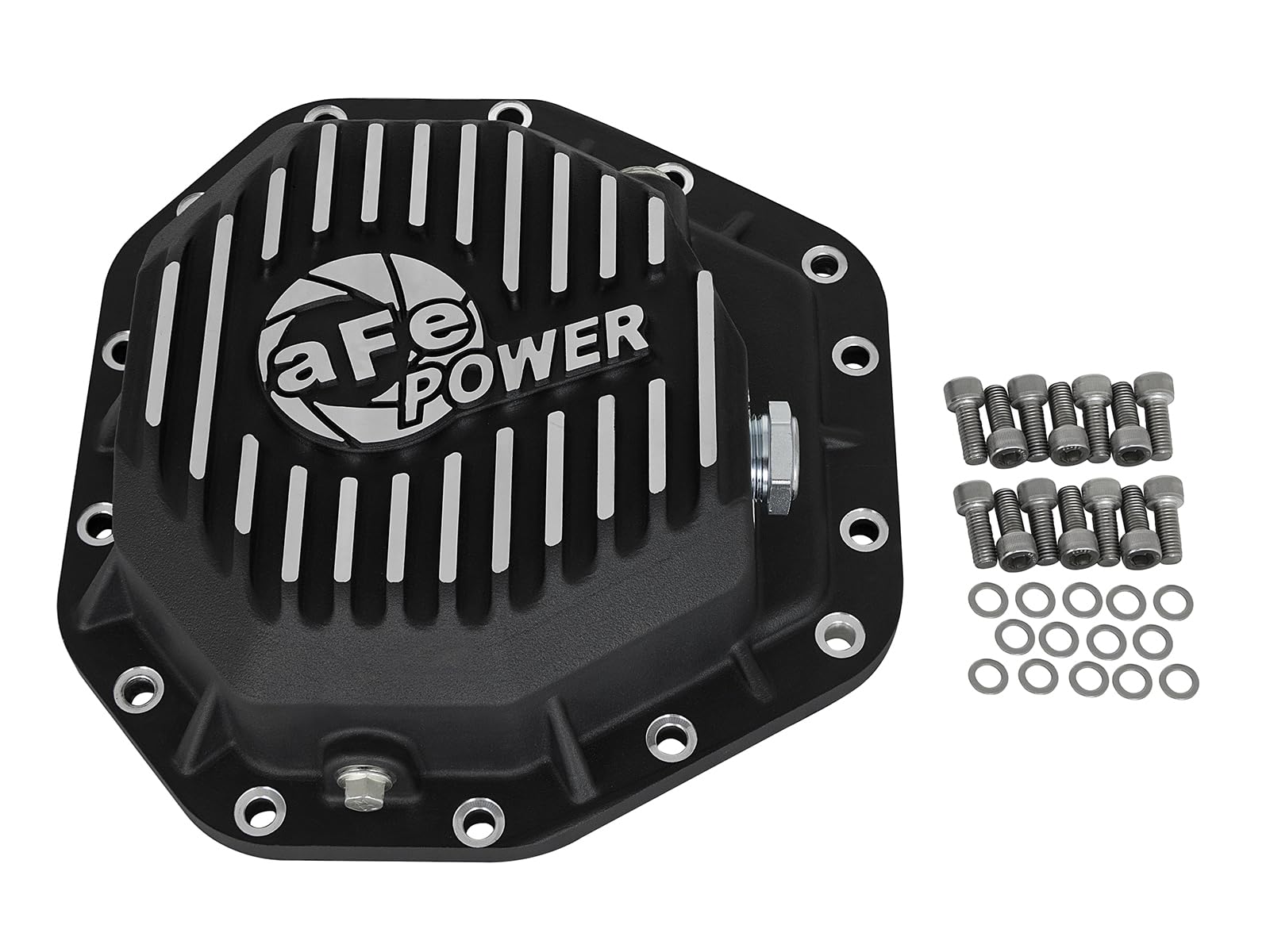 aFe POWER Rear Differential Cover Pro Series Black w/Machined Fins - #46-70352 - Ford Diesel Trucks 17-23 V8-6.7L (td) (Dana M275-14)